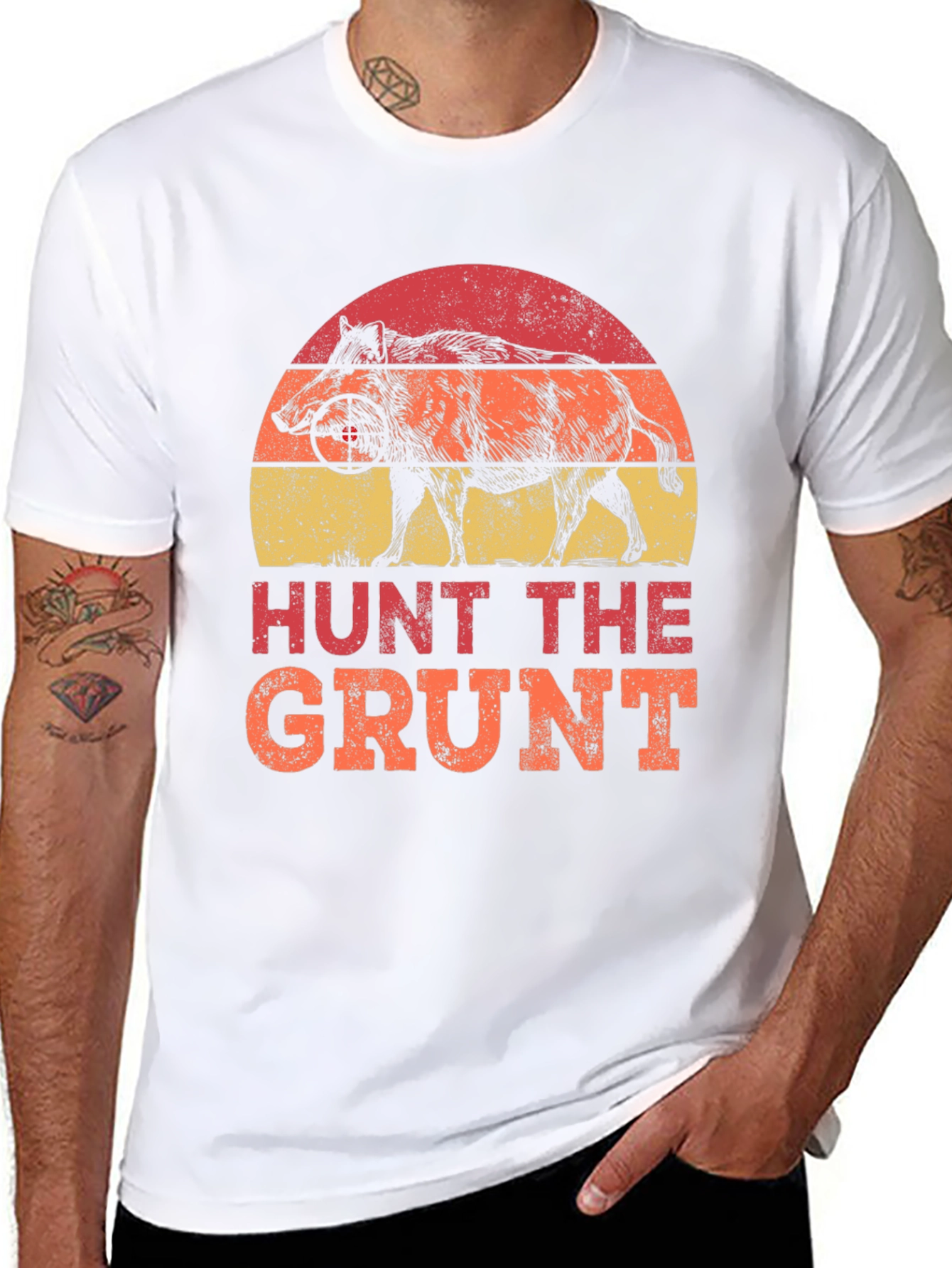 Black Hunt the Grunt T-Shirt - Wild Boar Hunter Tee view 8