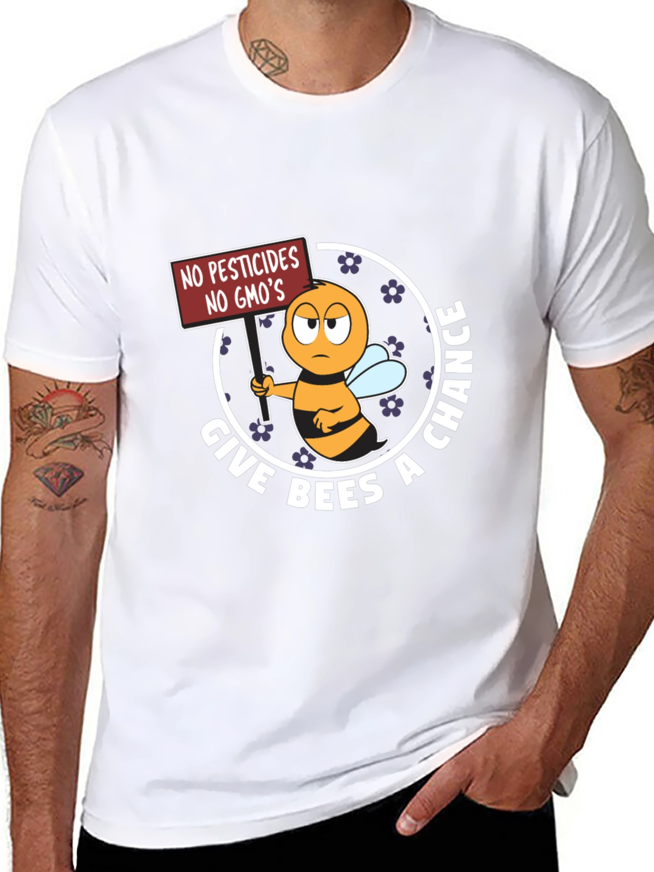 Give Bees A Chance T-Shirt, No GMO's - 8