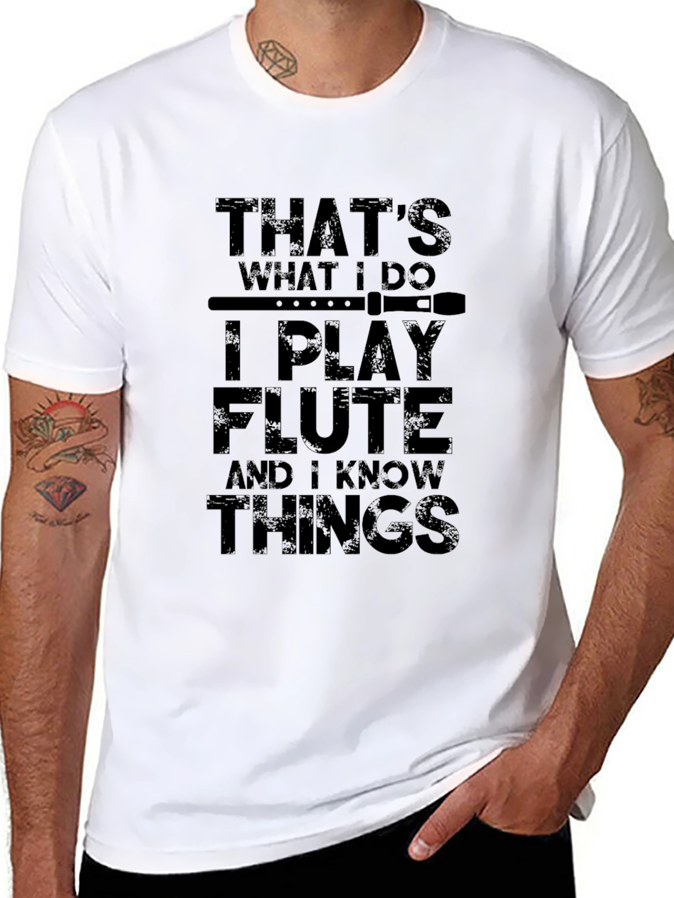 Black That's What I Do I Play Flute T-Shirt view 8