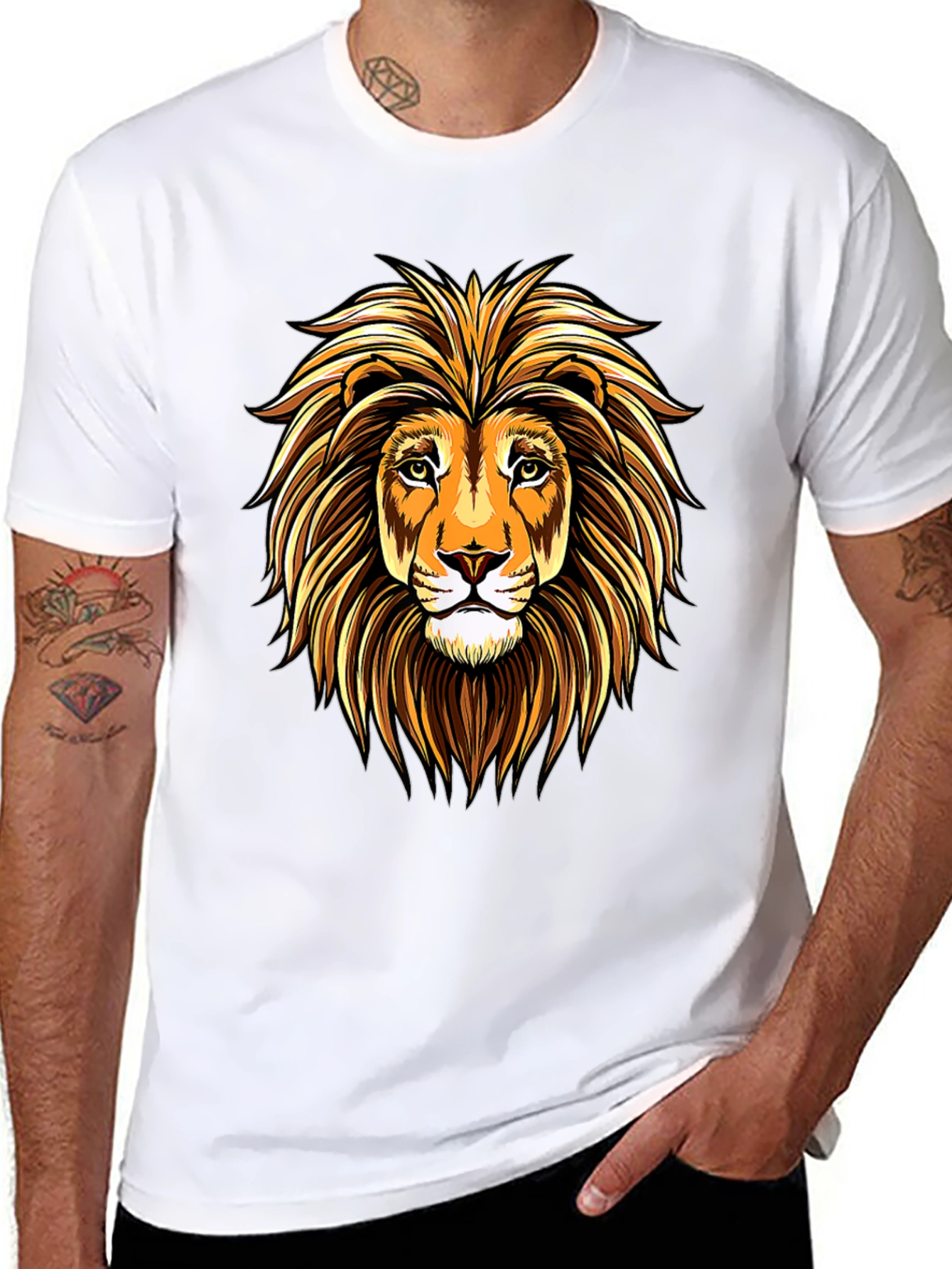 Black Lion Head Graphic Tee - Mens Black T-Shirt view 8
