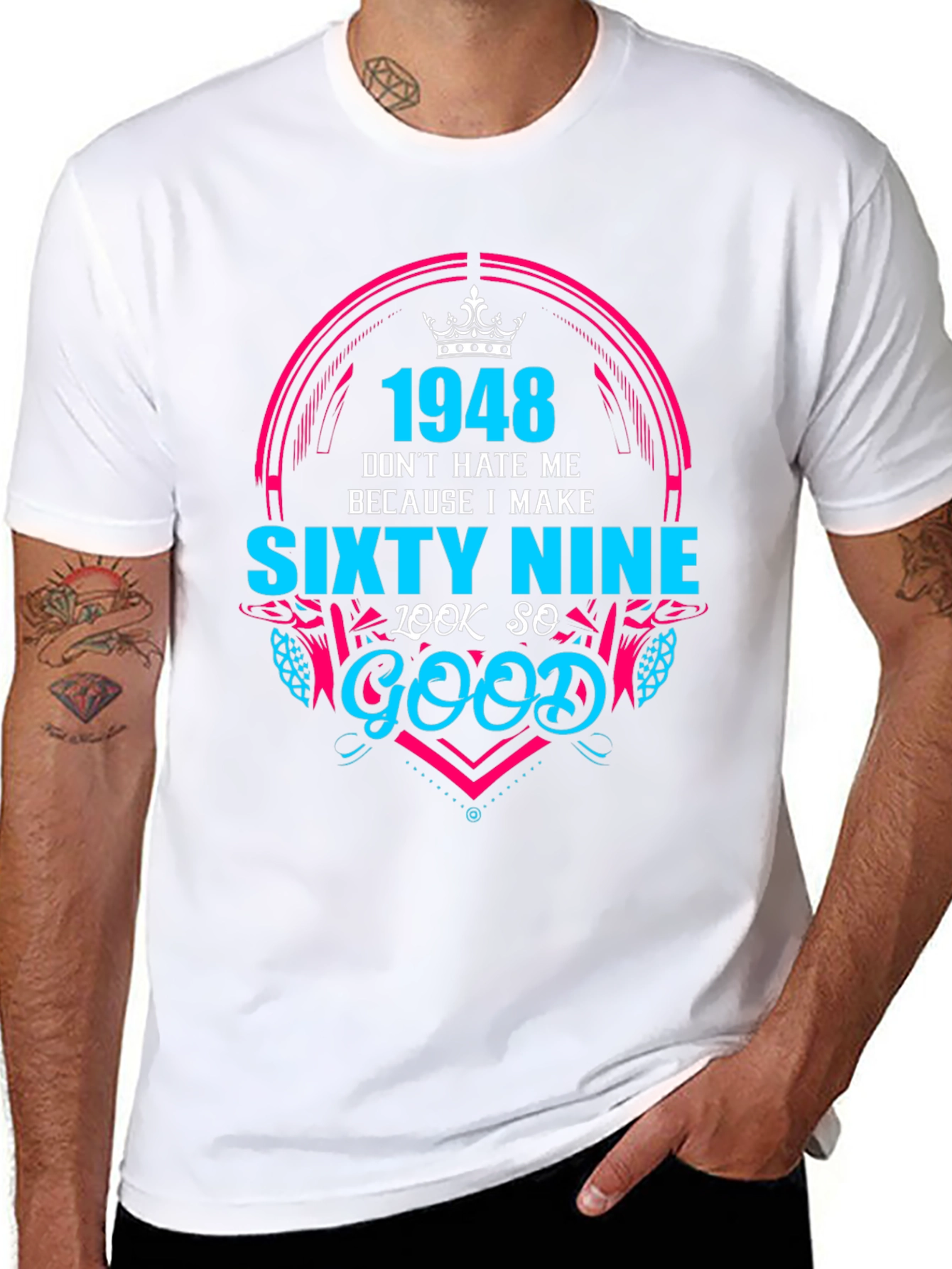 Black 1948 Birthday Sixty Nine T-Shirt view 8