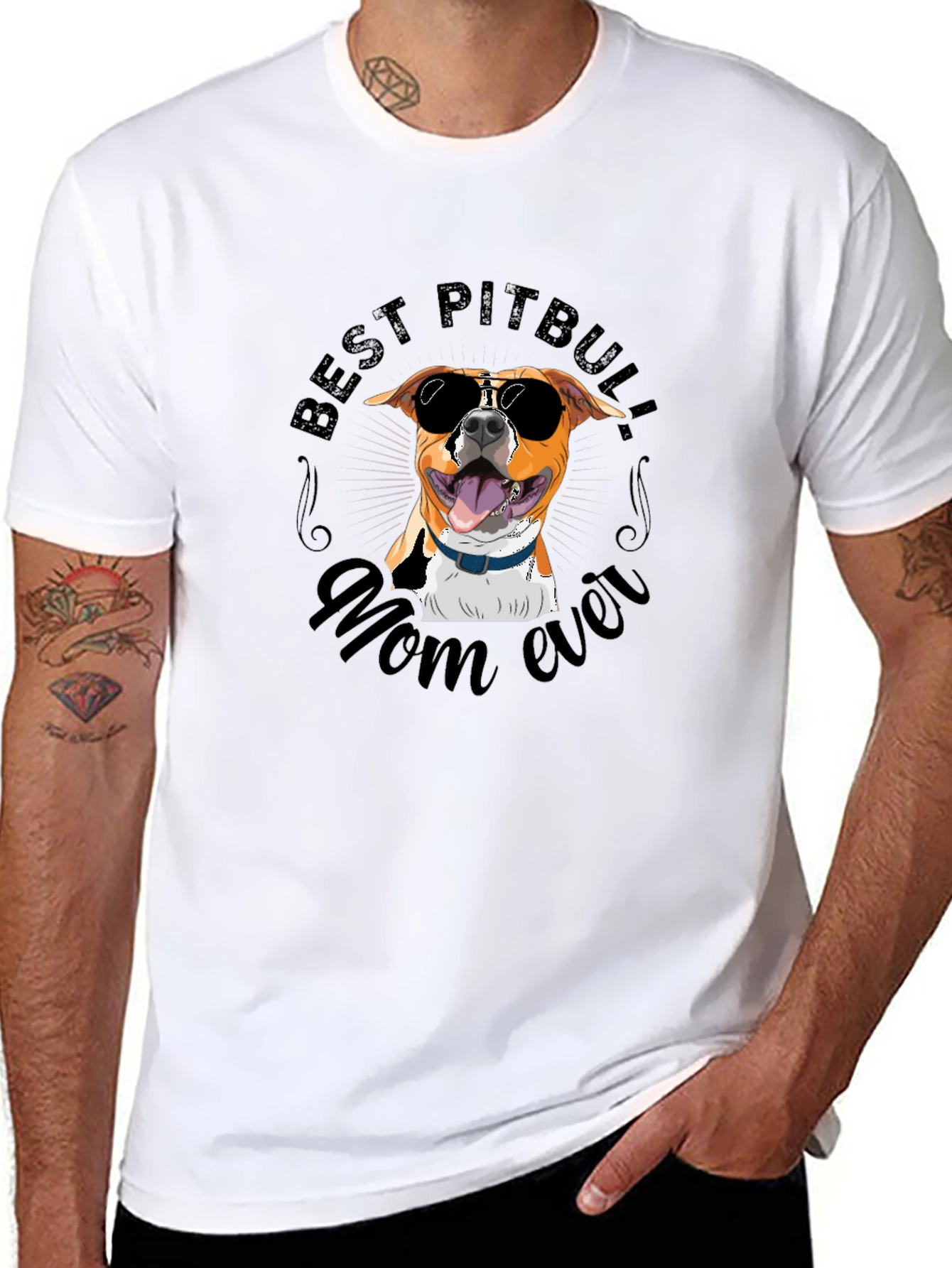 Black Best Pitbull Mom Ever T-Shirt view 8