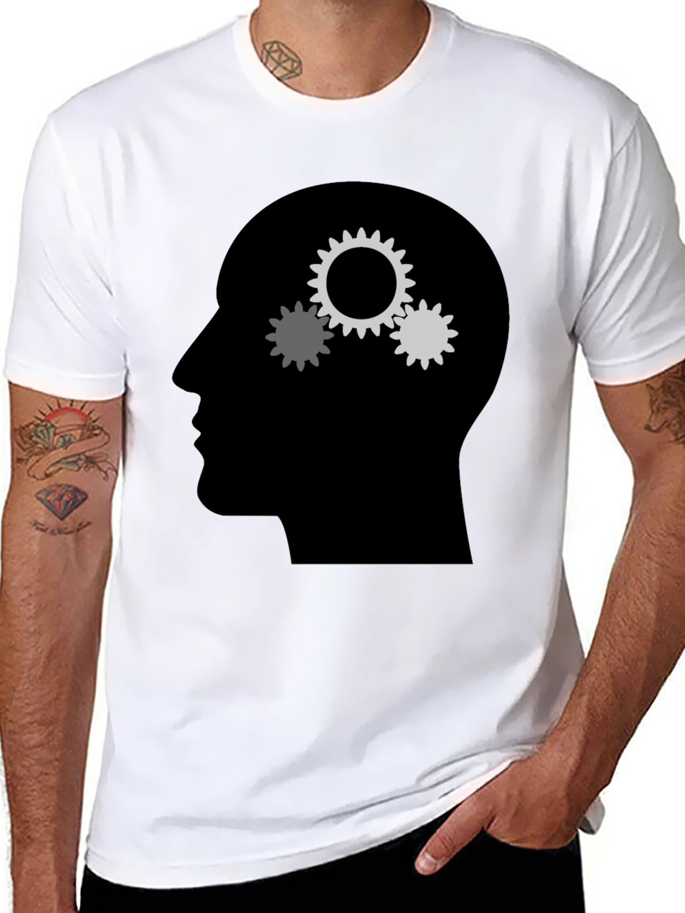 Black Gears Mind T-Shirt - Thinking Design view 8