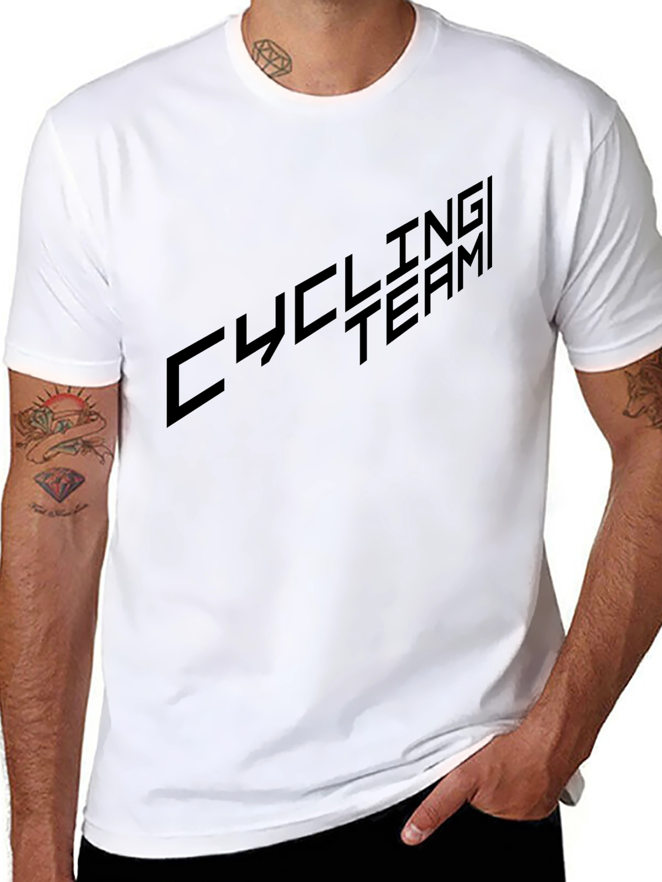 Black Cycling Team Graphic Tee - Black Cotton Blend view 8