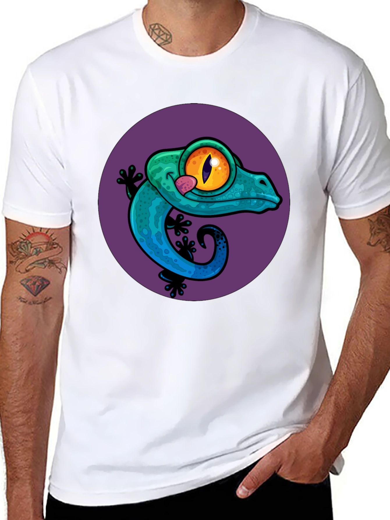 Black Gecko Graphic Tee - Cool Lizard Design T-Shirt view 8