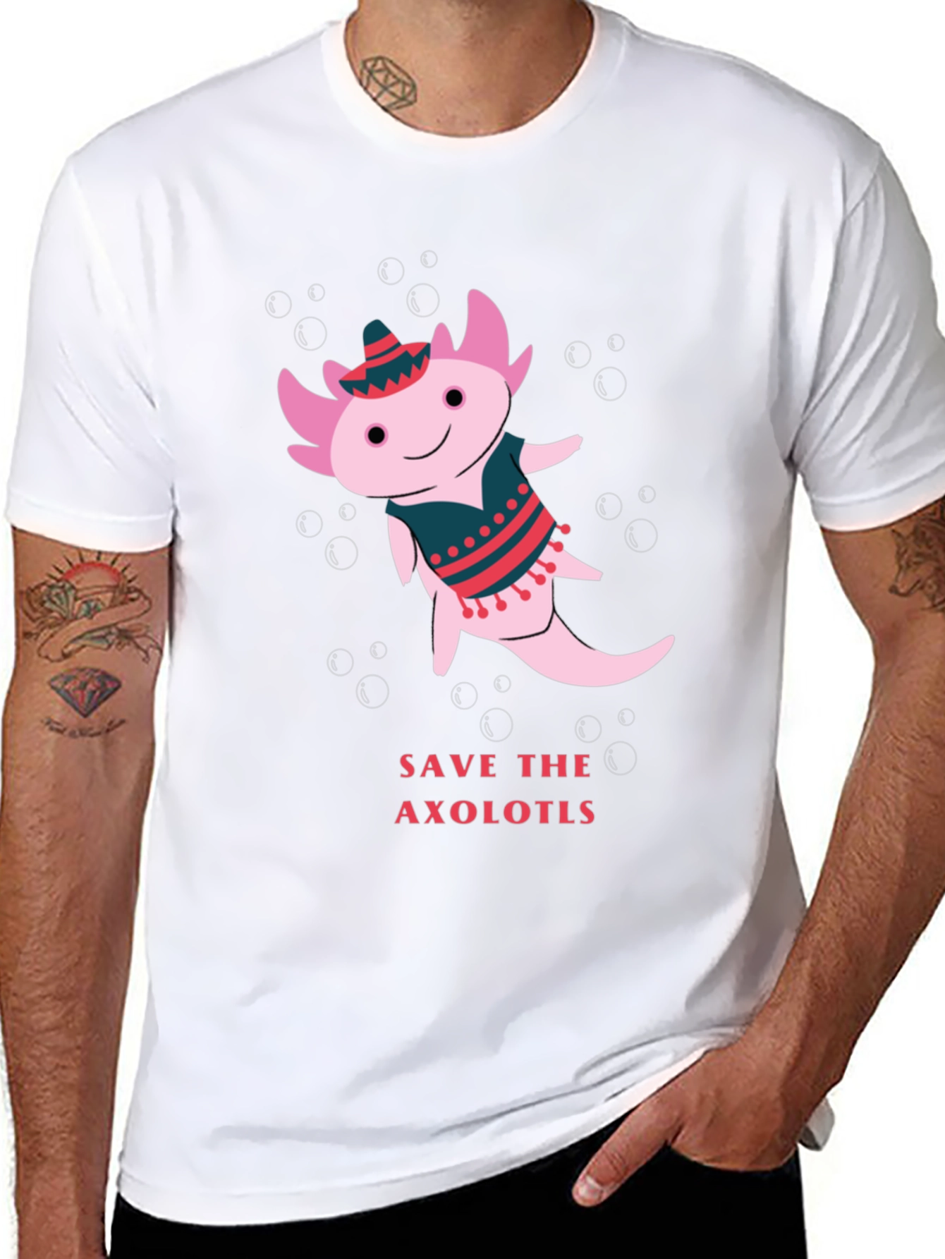 Black Save the Axolotls T-Shirt view 8