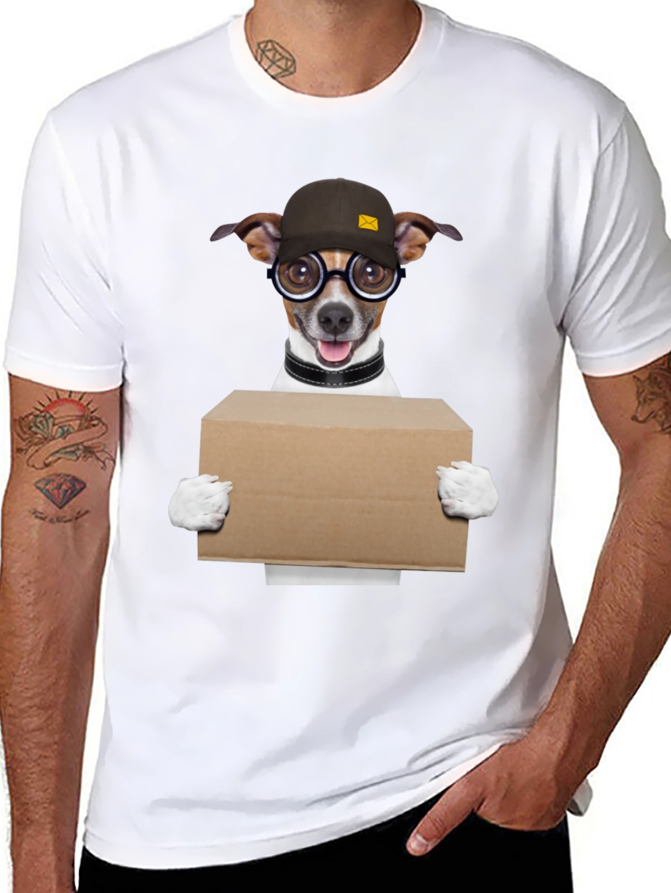 Black Dog Mailman Graphic Tee - Novelty T-Shirt view 8