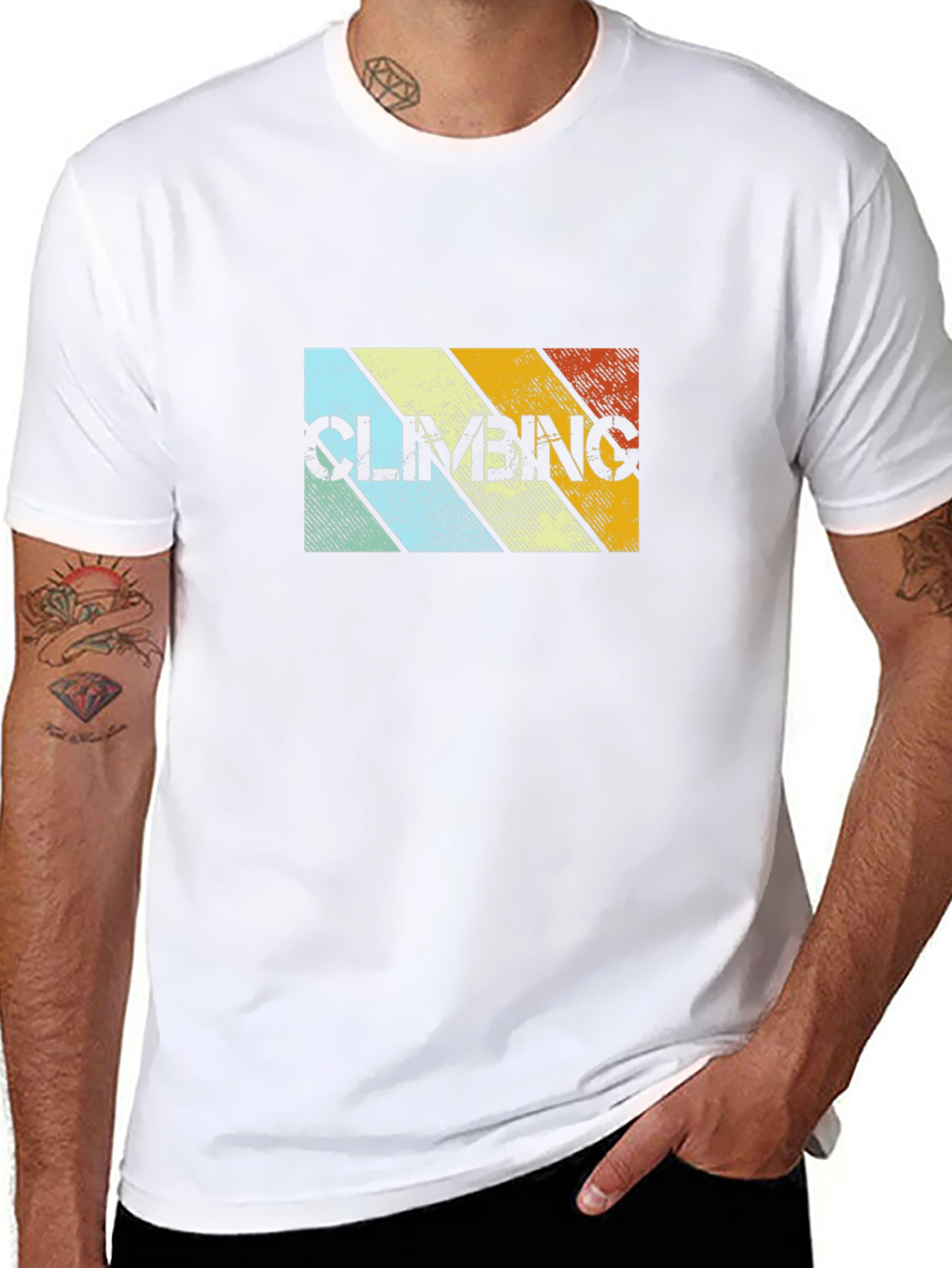 Black Retro Climbing Stripes T-Shirt - Black view 8