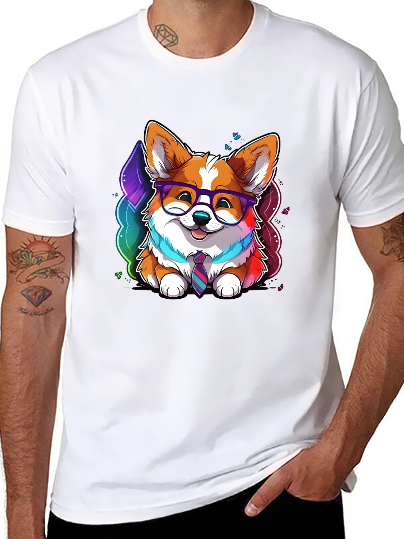 Black Corgi in Glasses T-Shirt view 8