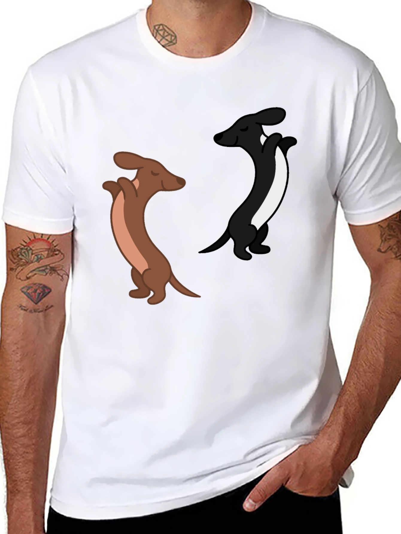 Black Dancing Dachshund Graphic Tee - Black Cotton Blend view 8