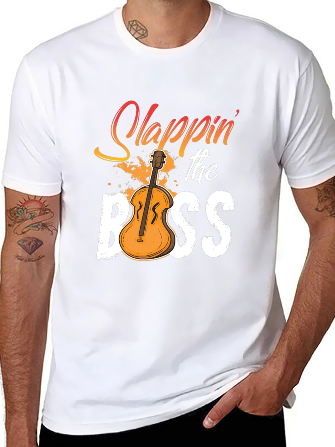 Black Slappin' the Bass T-Shirt - Musician Novelty Tee view 8