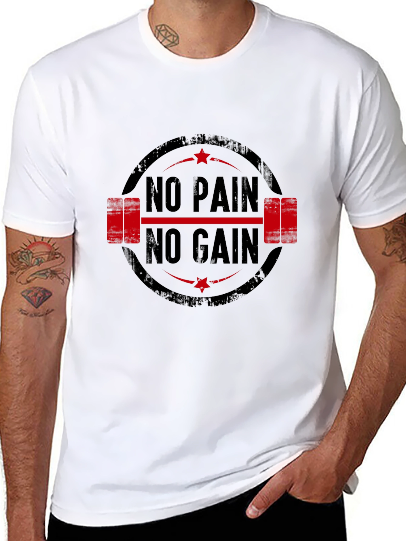 Black No Pain No Gain Gym T-Shirt view 8