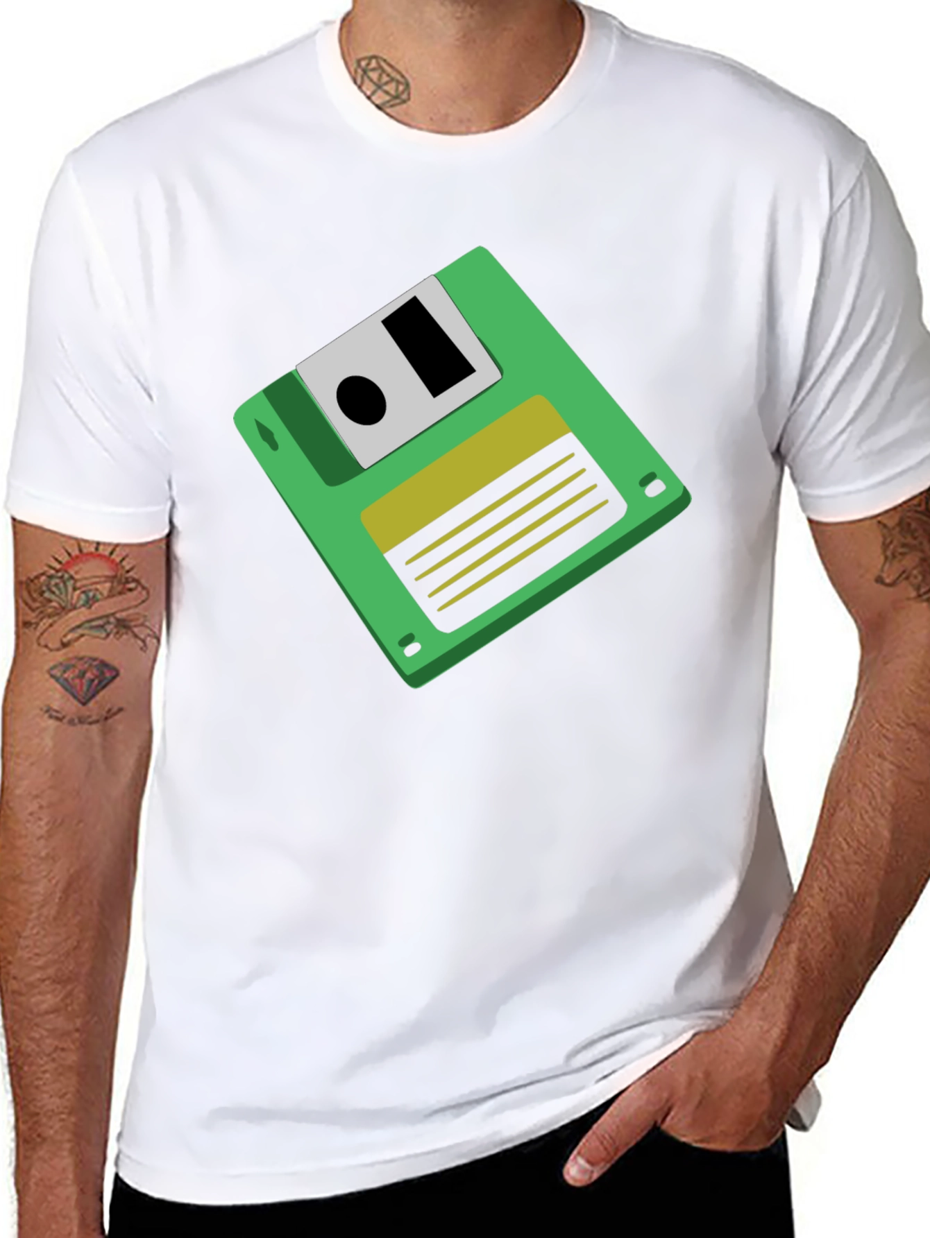 Retro Floppy Disk Graphic Tee - Black Unisex T-Shirt - 8
