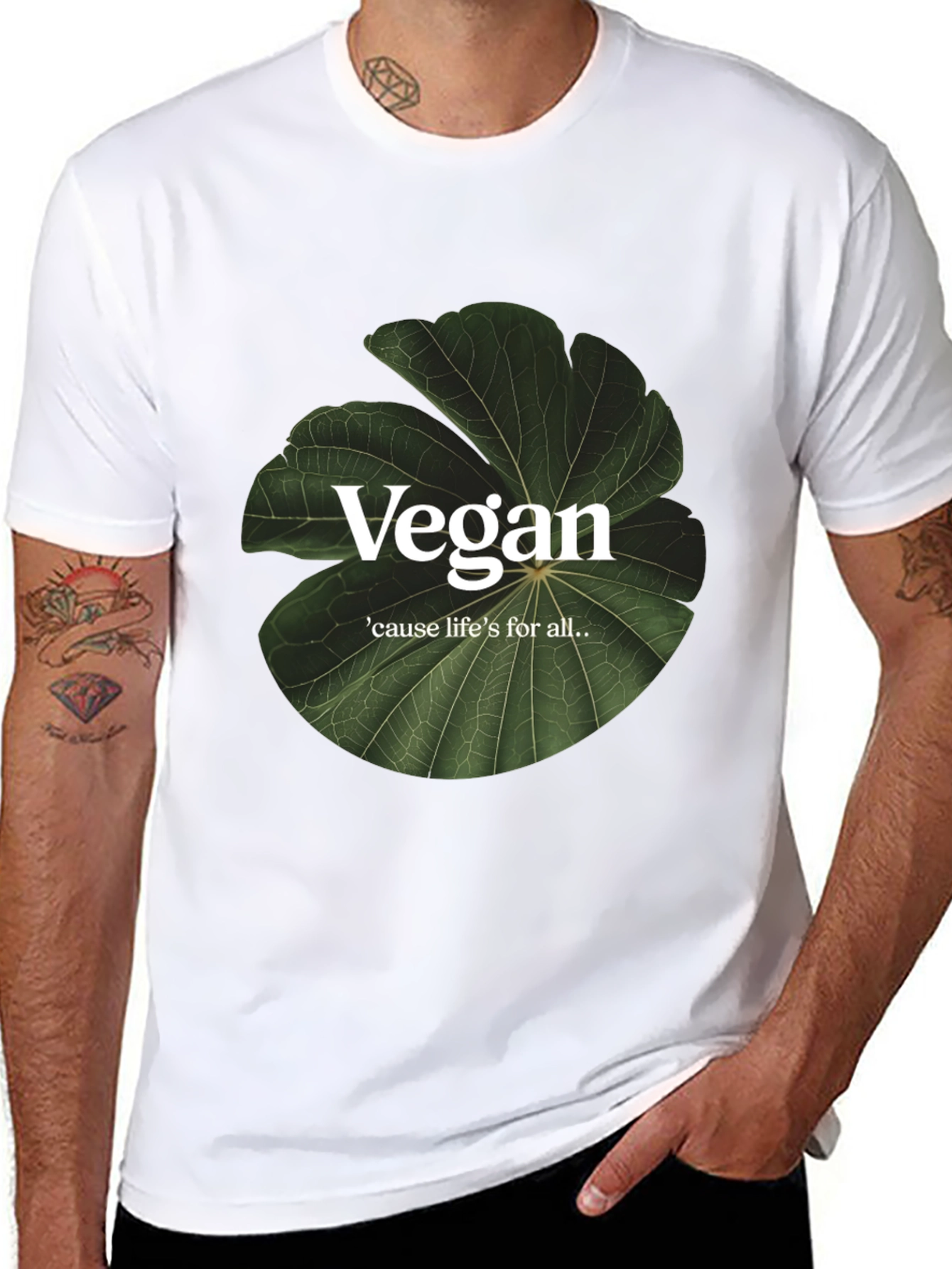 Black Vegan Life T-Shirt - Cause Life's For All - Plant-Based Style view 8