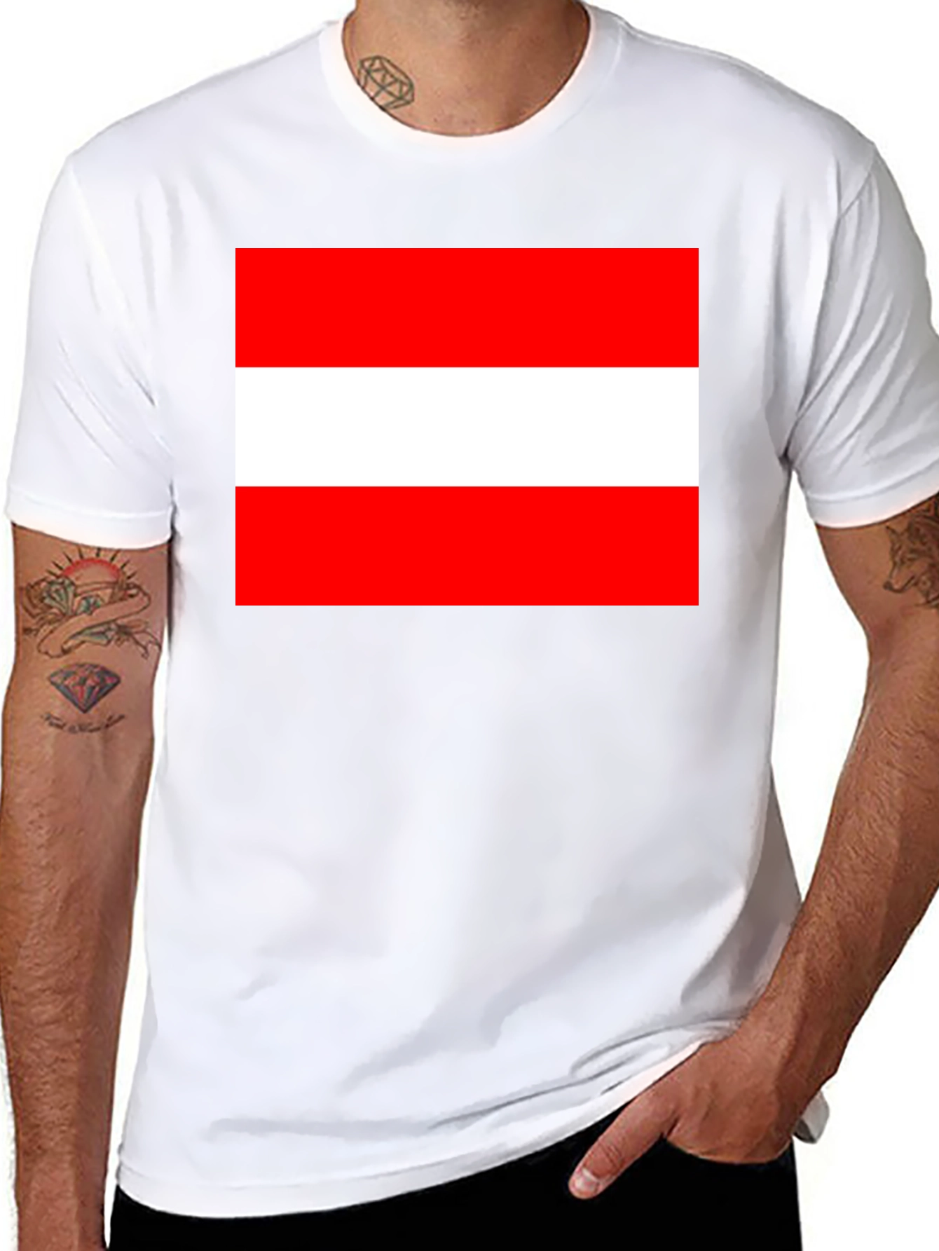 Austria Flag T-Shirt - Black Cotton Tee - 8