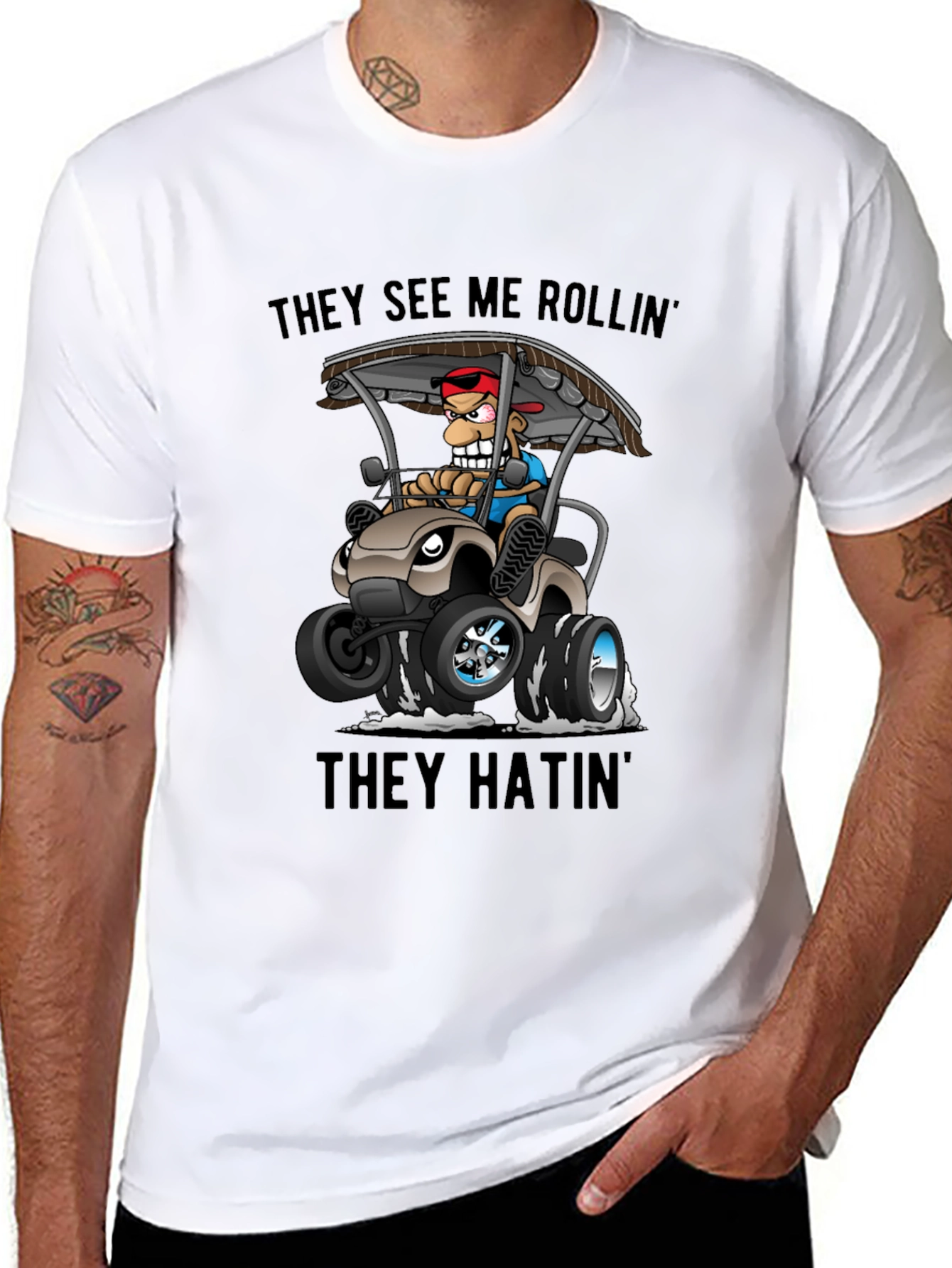 Black They See Me Rollin' T-Shirt view 8