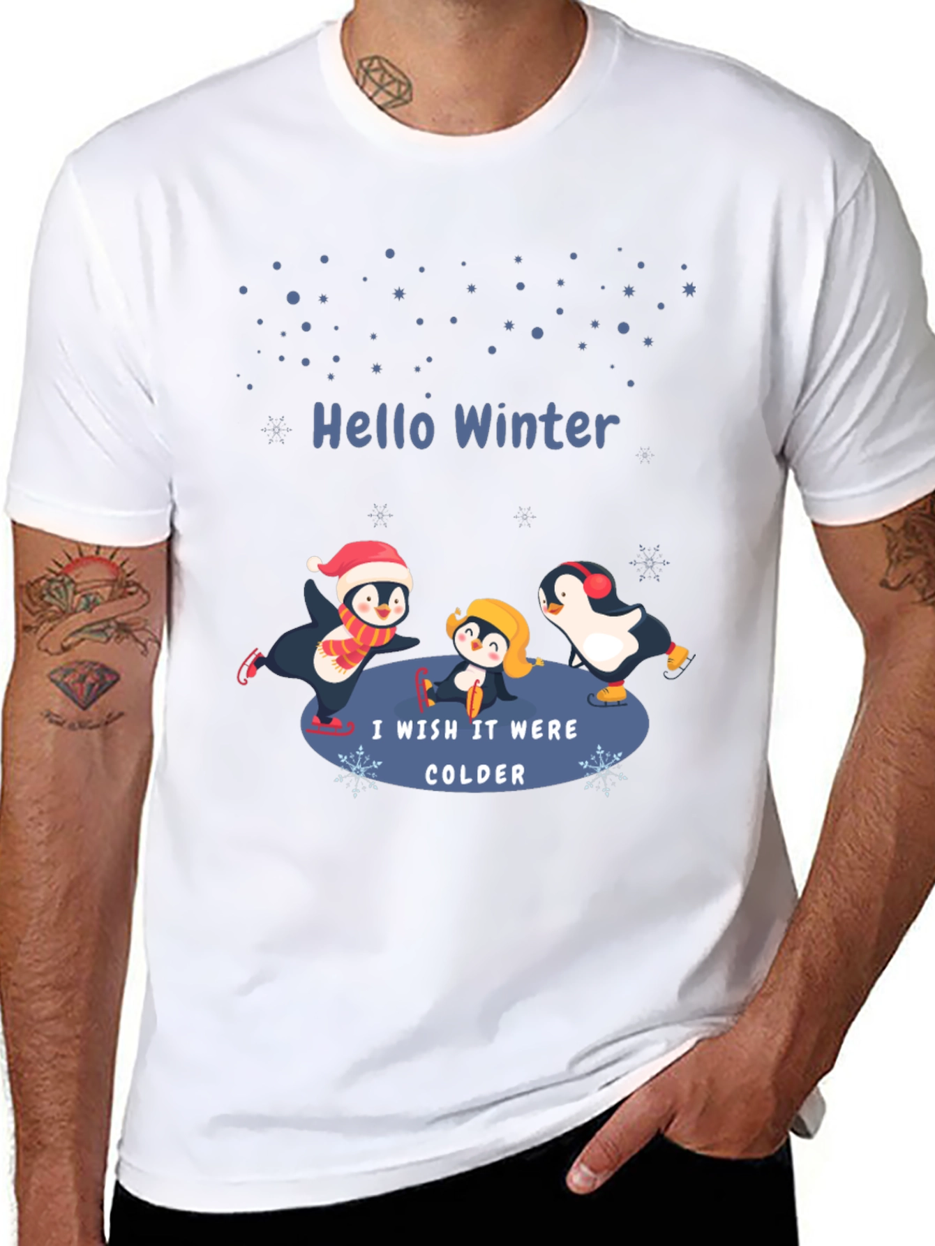 Black Winter Penguin Graphic T-Shirt view 8