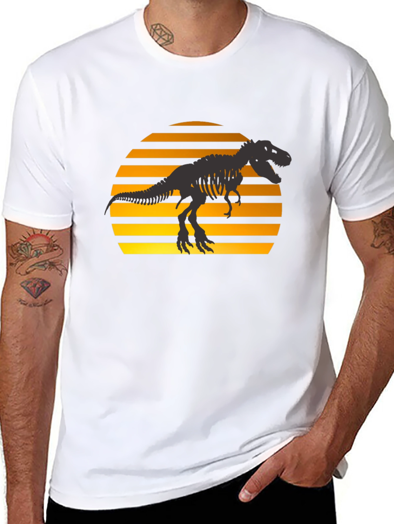 Black Dino Sunset T-Shirt - Black Graphic Tee view 8