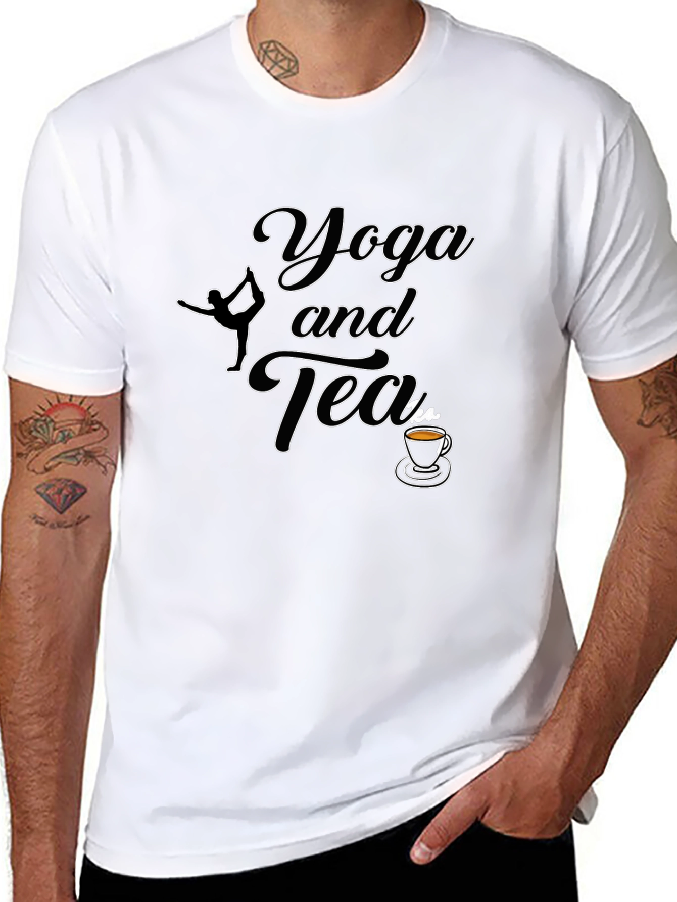 Black Yoga and Tea Graphic T-Shirt - Soft Cotton Blend view 8
