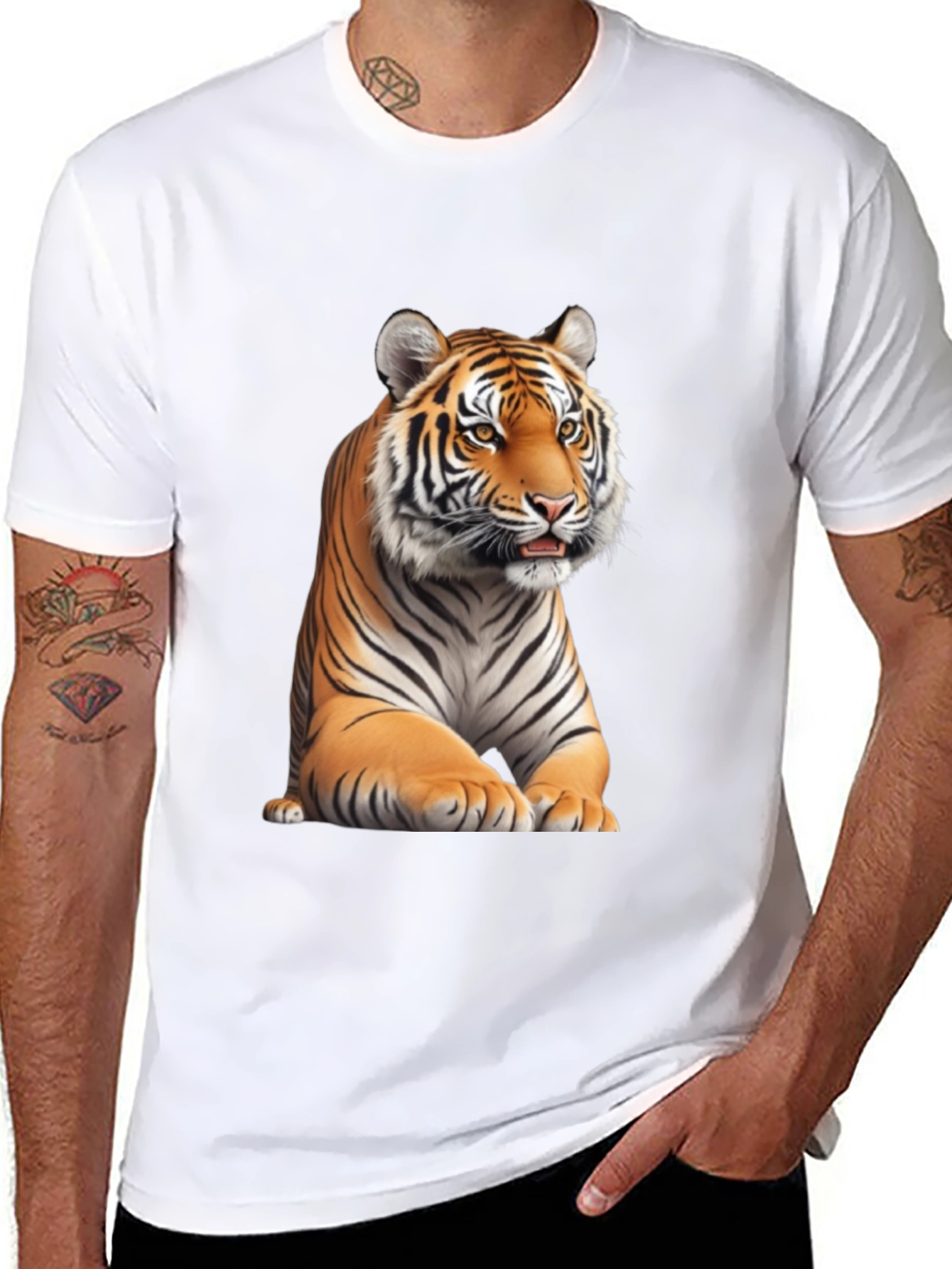 Black Tiger Graphic Tee - Black Cotton Blend view 8