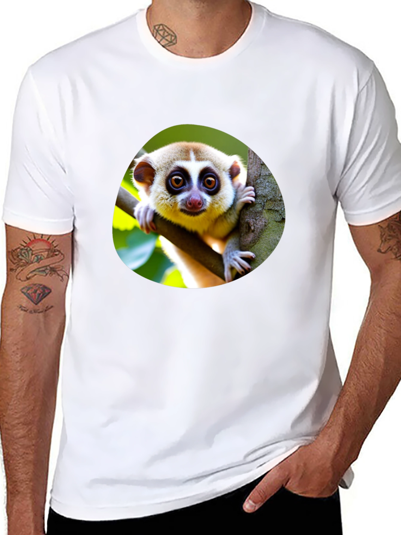 Black Cute Loris T-Shirt - Unique Animal Design view 8