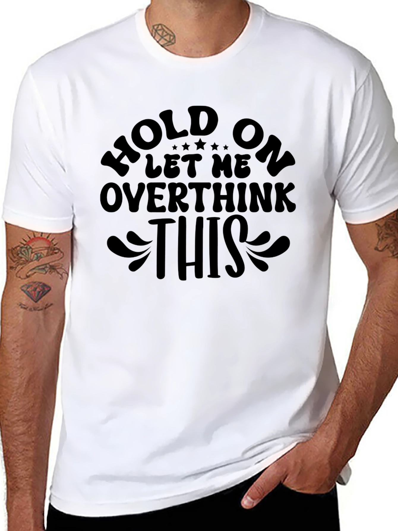 Black Overthinker Tee - Hold On Let Me Overthink This Black T-Shirt view 8
