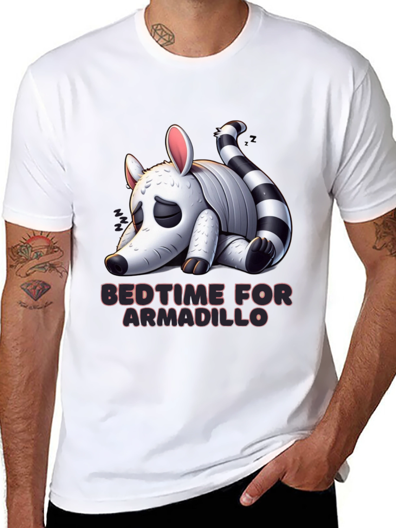 Black Bedtime for Armadillo Graphic Tee - Black view 8