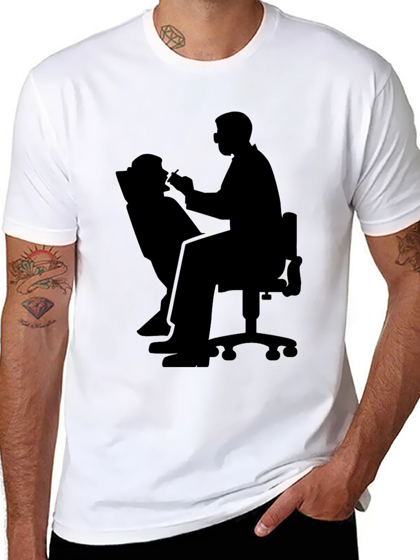 Black Dentist Silhouette Graphic T-Shirt view 8