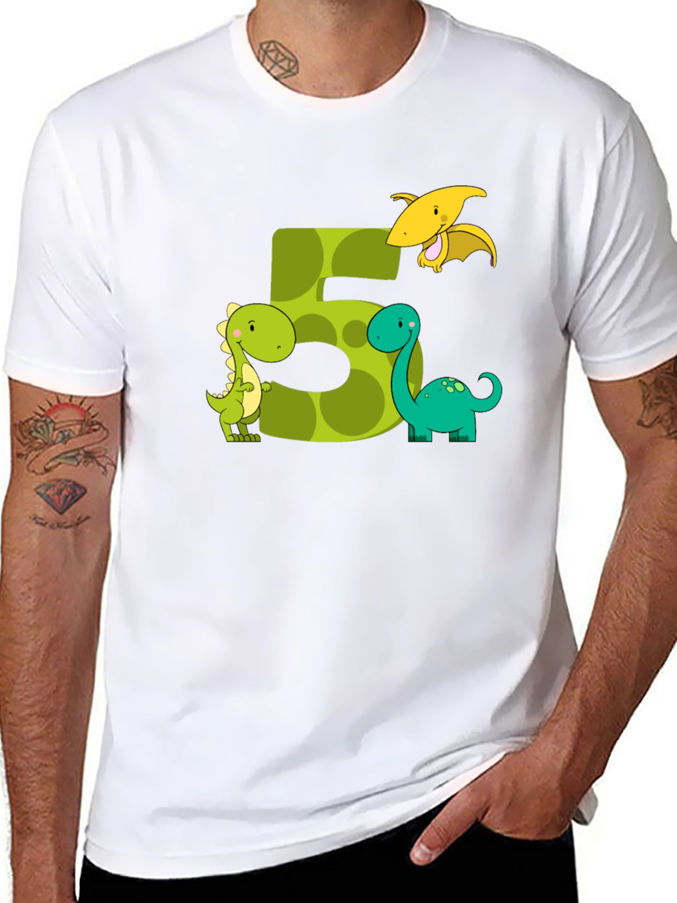 Dinosaur Birthday Number 5 T-Shirt - 8