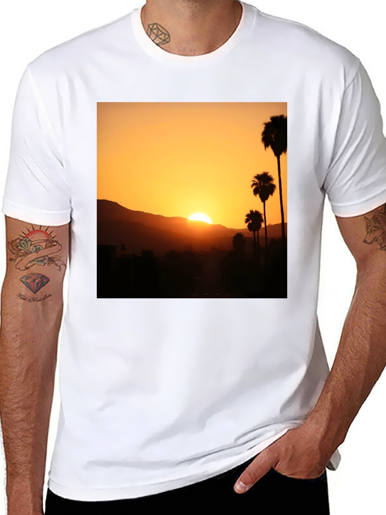 Black Sunset Palm Tree Graphic T-Shirt - Stylish Black Tee view 8