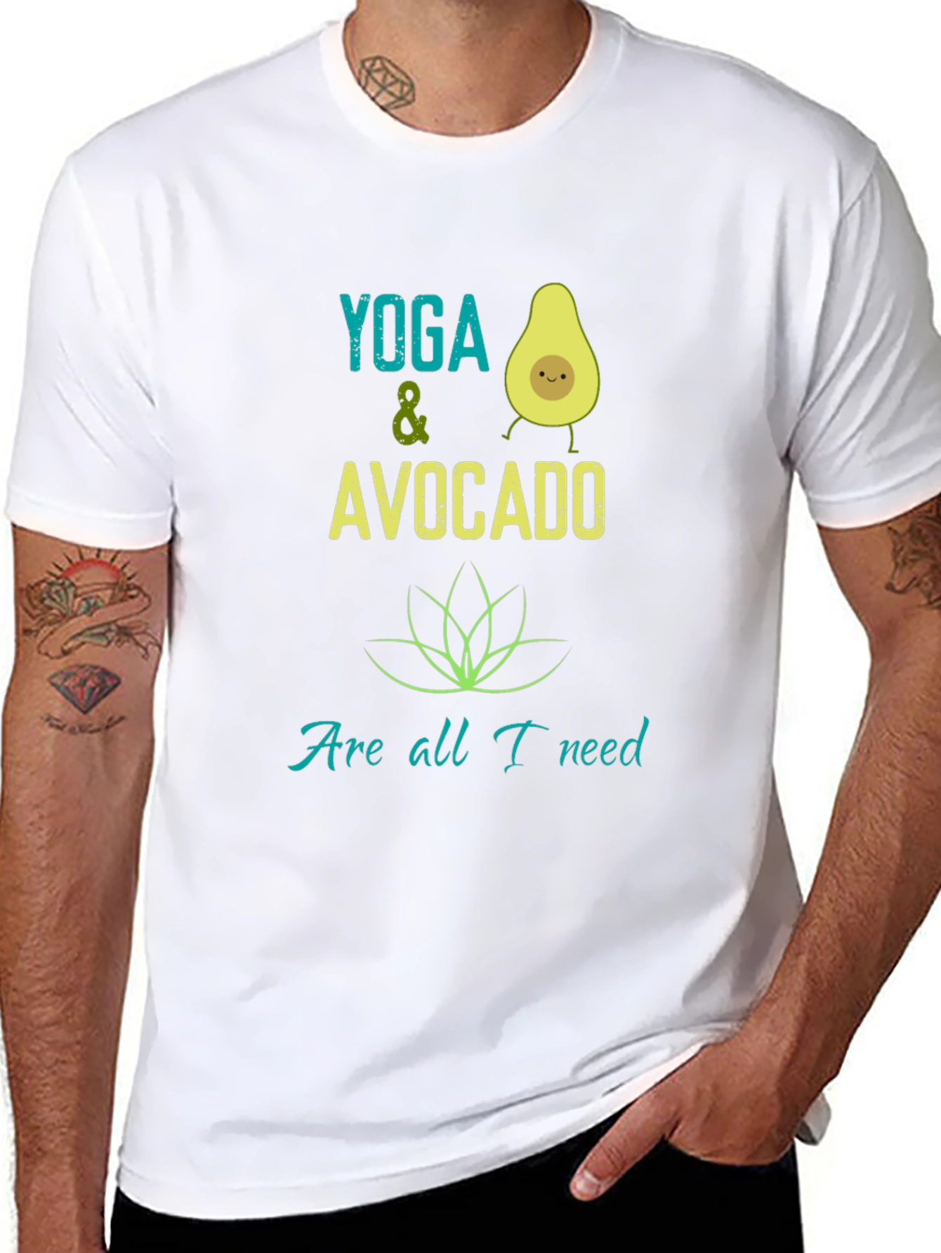 Black Yoga & Avocado T-Shirt - Trendy Graphic Tee view 8