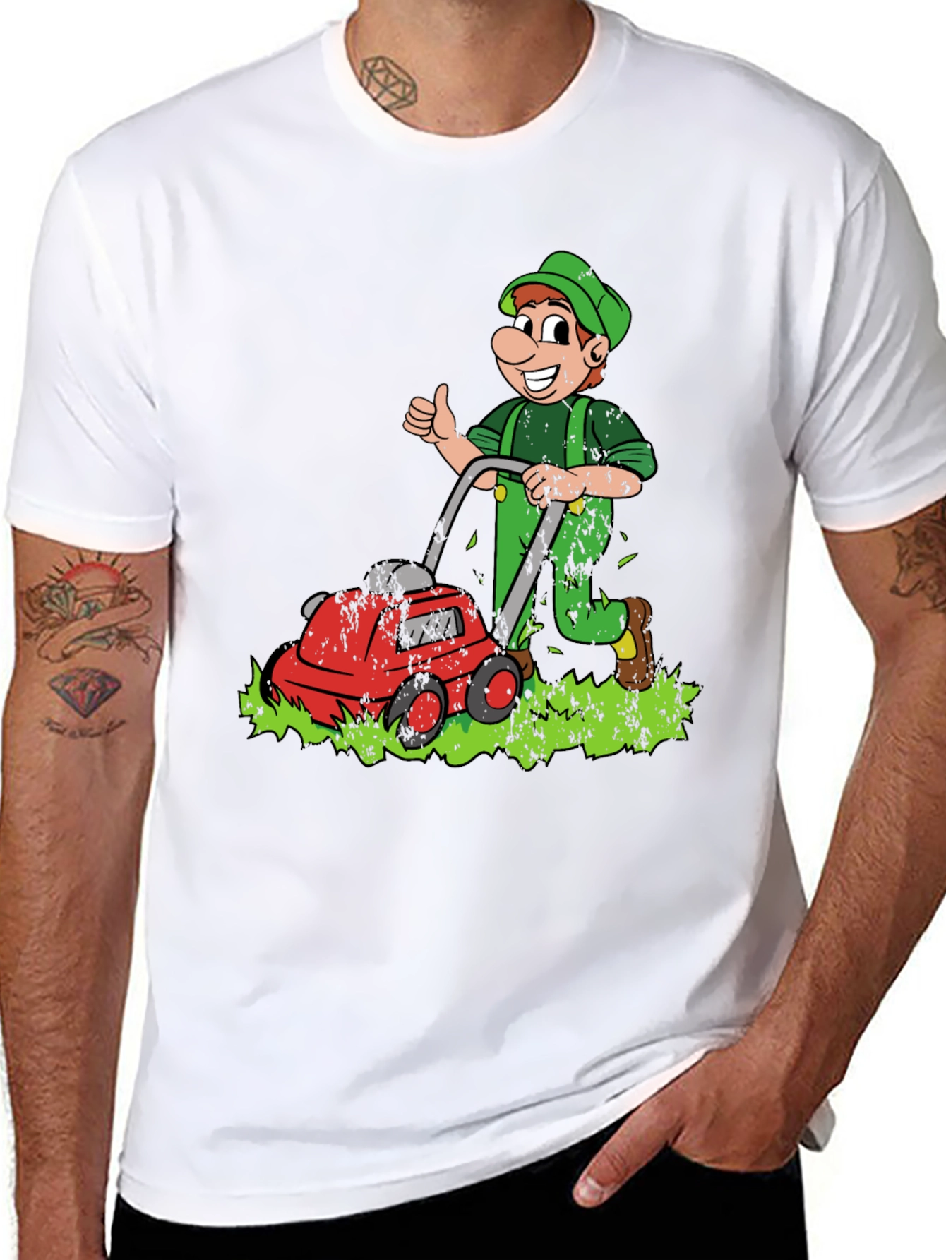 Black Lawn Mower Man Cartoon Graphic T-Shirt view 8