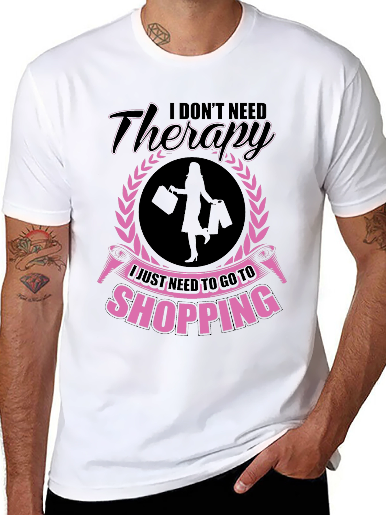 Black Retail Therapy Tee - I Don't Need Therapy, Shopping! view 8