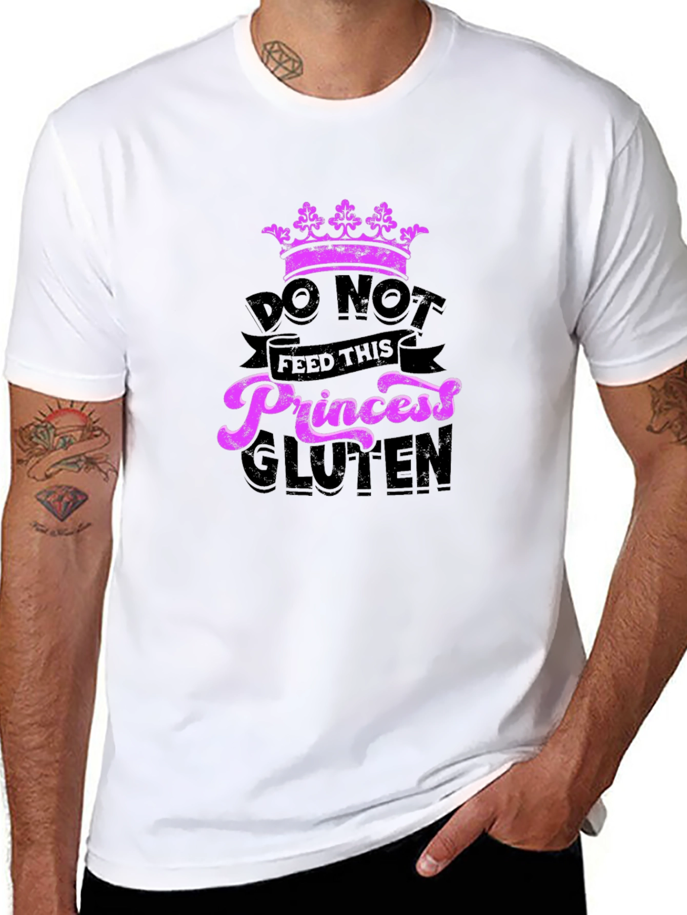 Black Do Not Feed This Princess Gluten Graphic Tee view 8