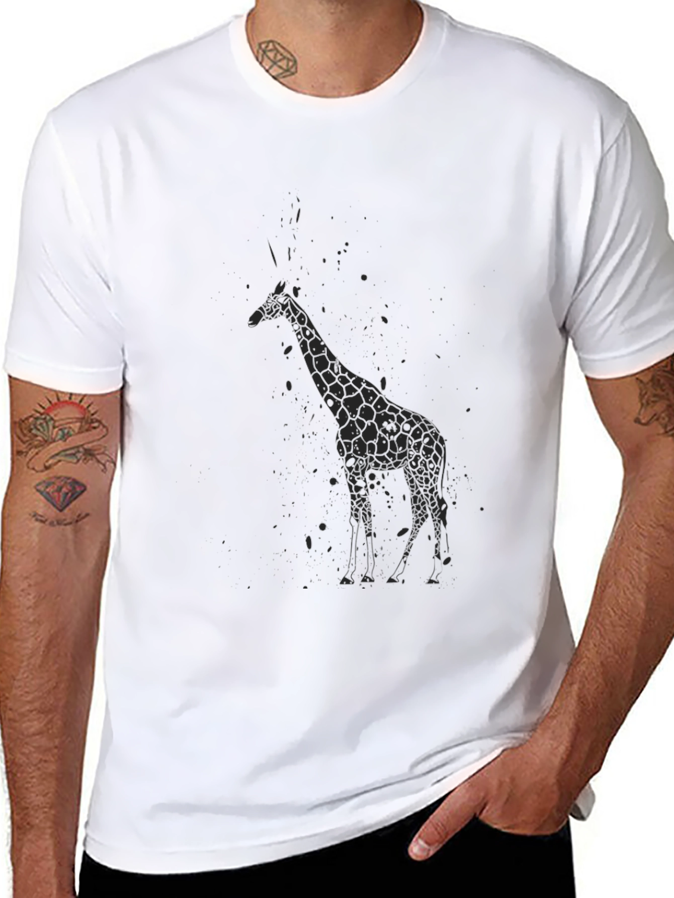 Black Black Giraffe Graphic T-Shirt - Men's Style view 8