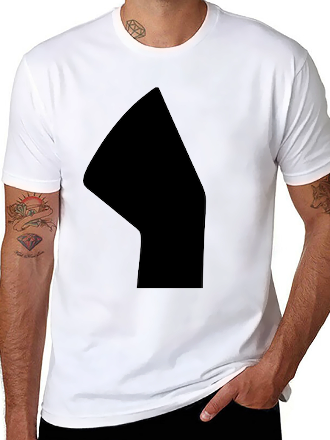 Black Men's Solid Black Graphic Tee - Casual Style view 8