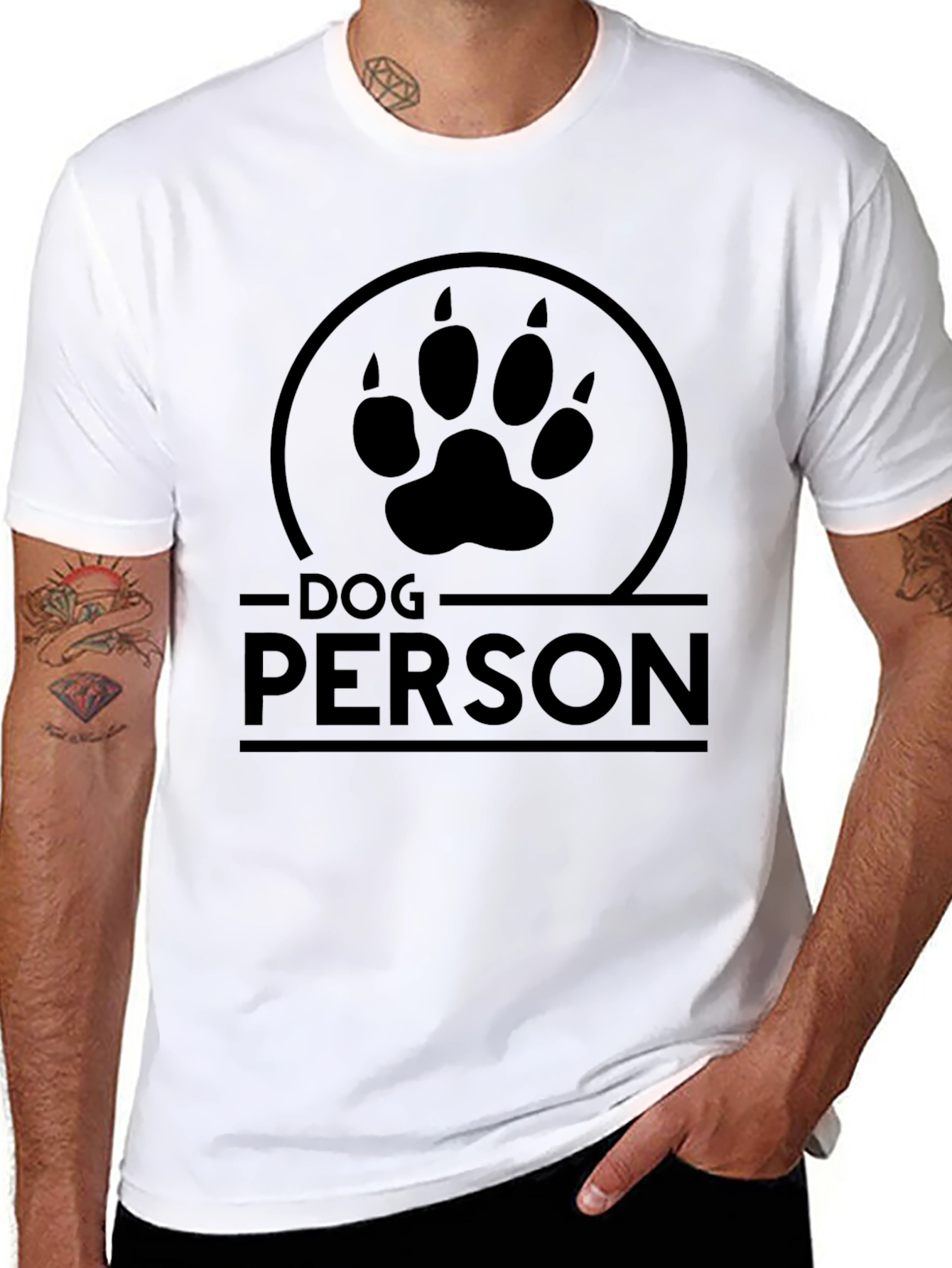 Black Dog Person Graphic Tee - Unisex Black T-Shirt view 8
