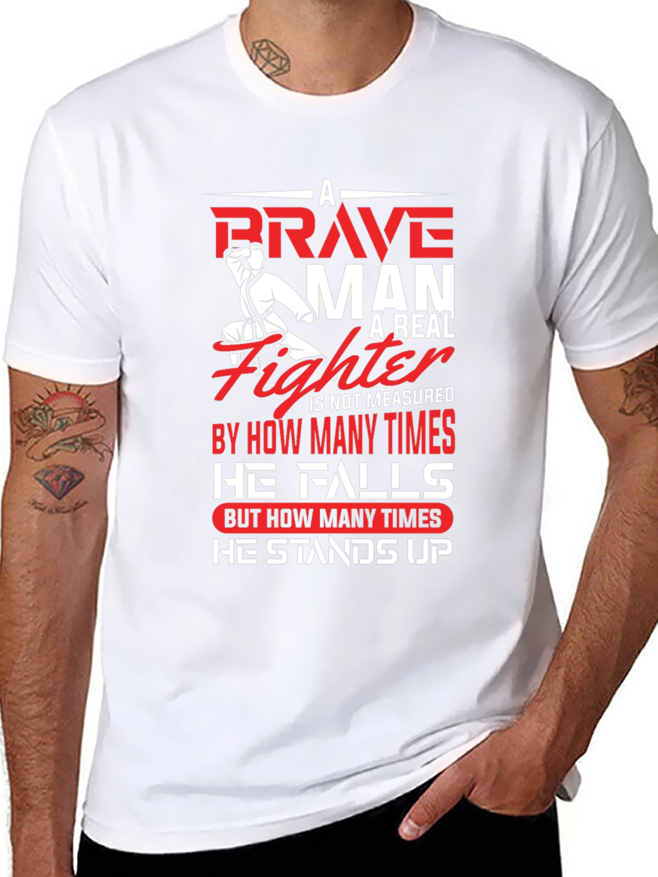 Brave Fighter Graphic T-Shirt - Motivational Karate Design - 8