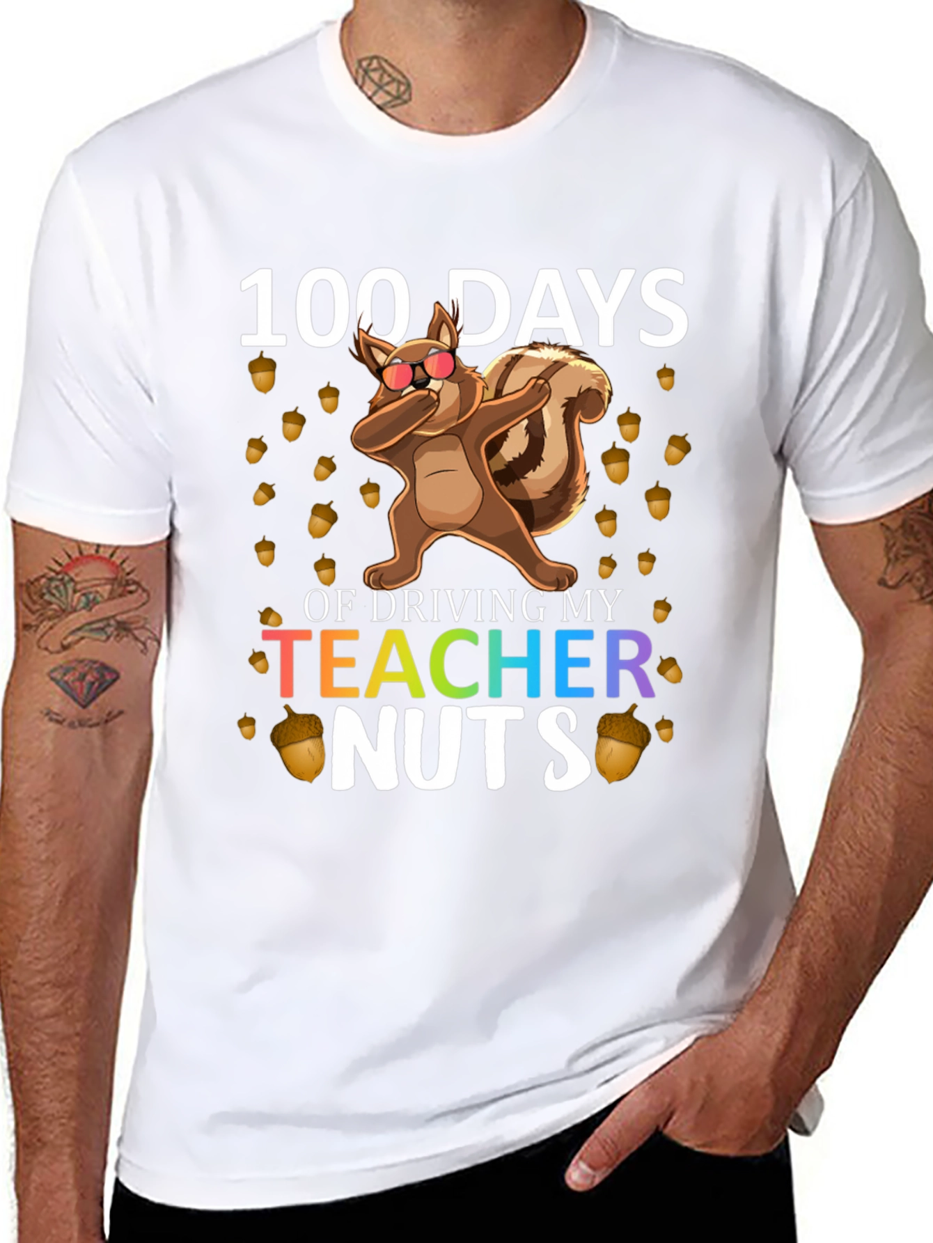 Black 100 Days of School Teacher Nuts T-Shirt view 8