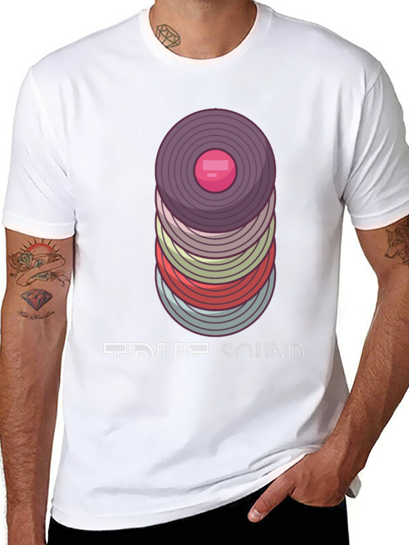 Black Vintage Vinyl Record Stack T-Shirt - Music Lover's Tee view 8