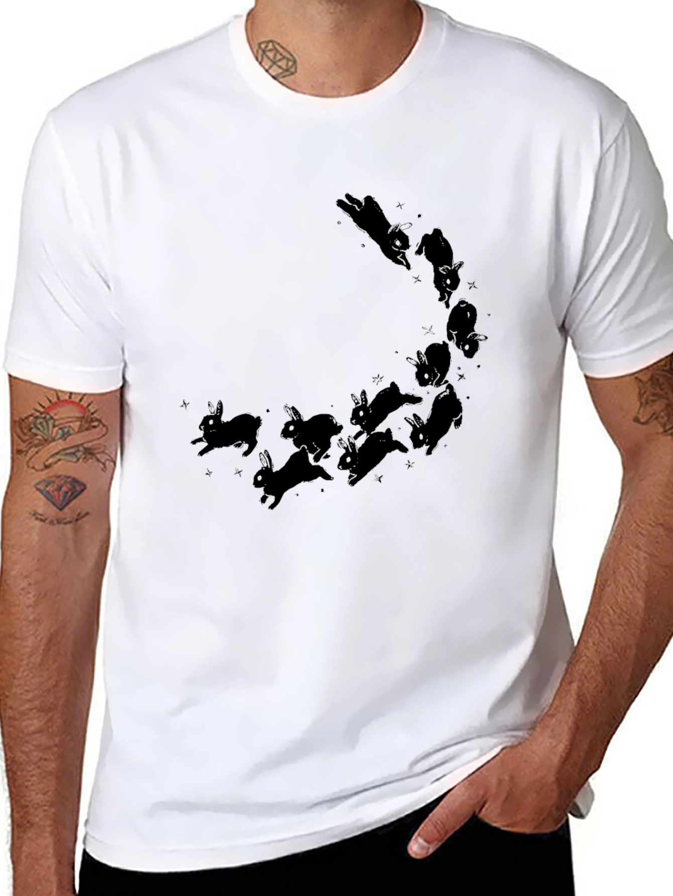 Black Rabbit Constellation Black T-Shirt view 8