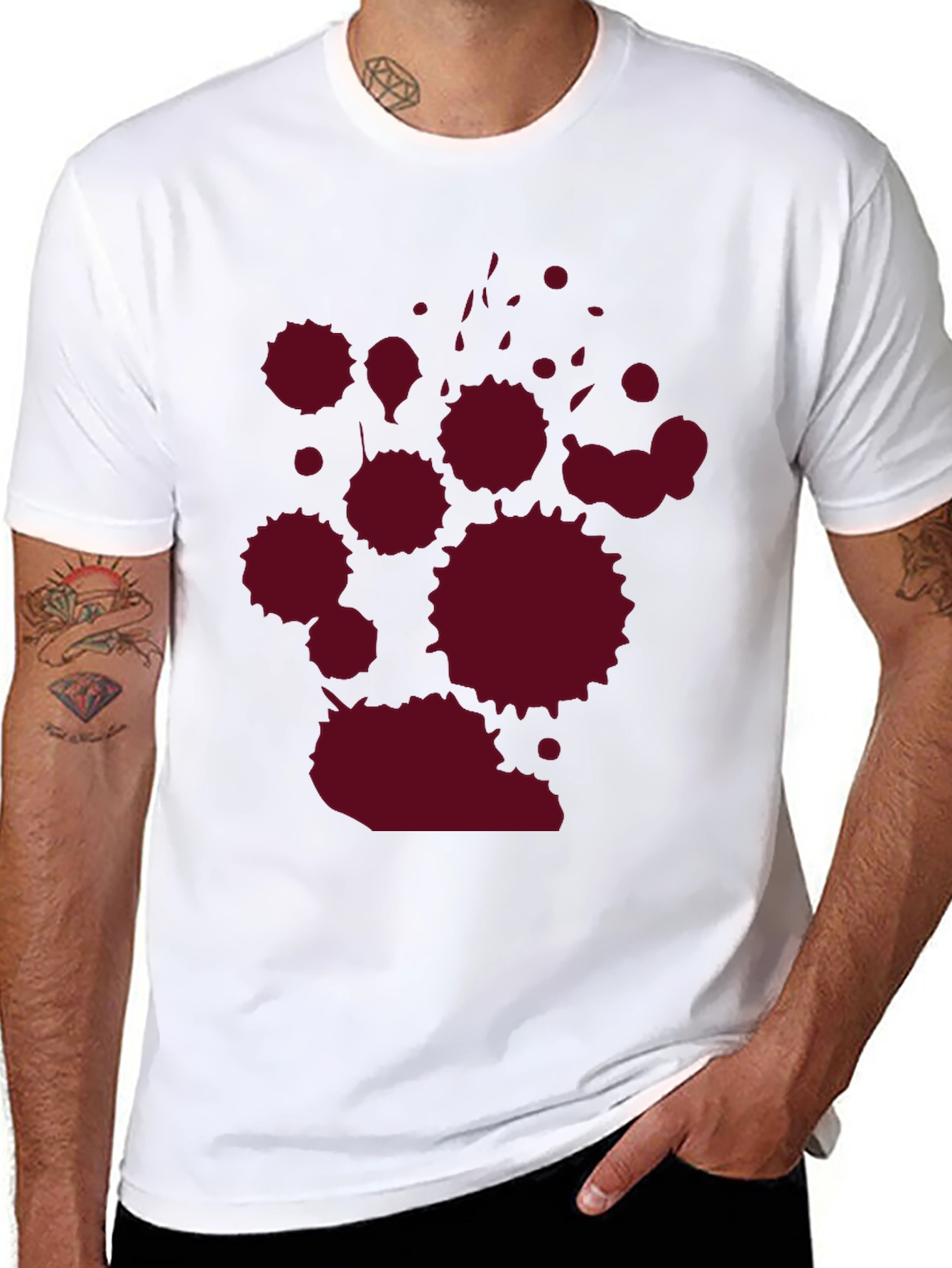 Black Dark Tee with Crimson Splatter Graphic view 8