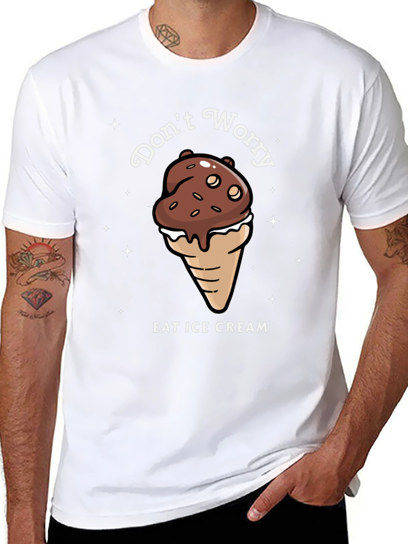 Black Don't Worry Eat Ice Cream Graphic Tee view 8