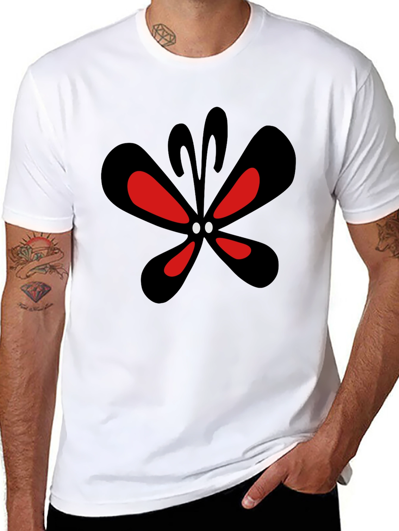 Black Graphic Butterfly T-Shirt - Modern Black Tee view 8