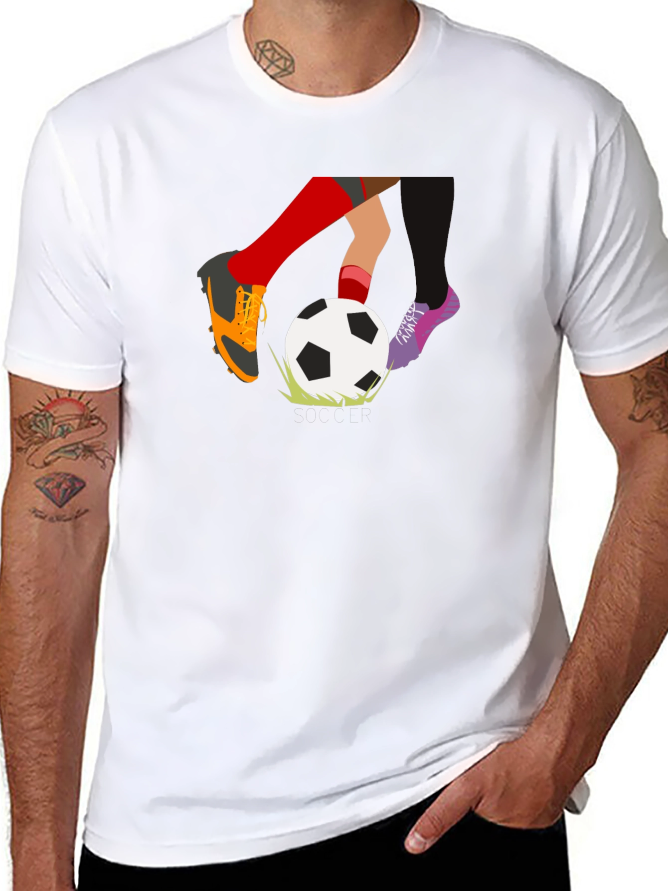 Black Soccer Kick T-Shirt - Black, Unique Design view 8
