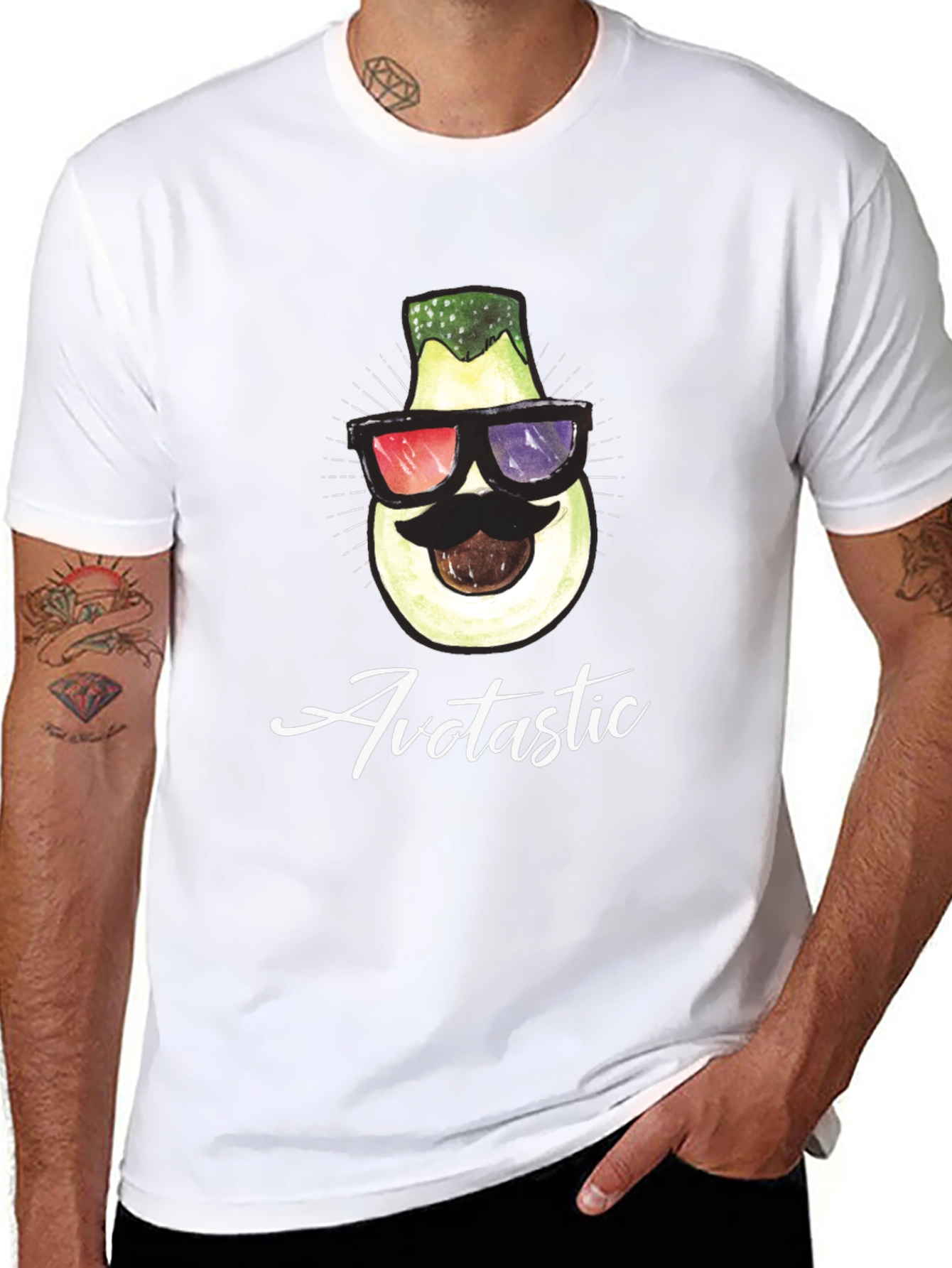 Black Avotastic Graphic Tee - Cool Avocado T-Shirt view 8