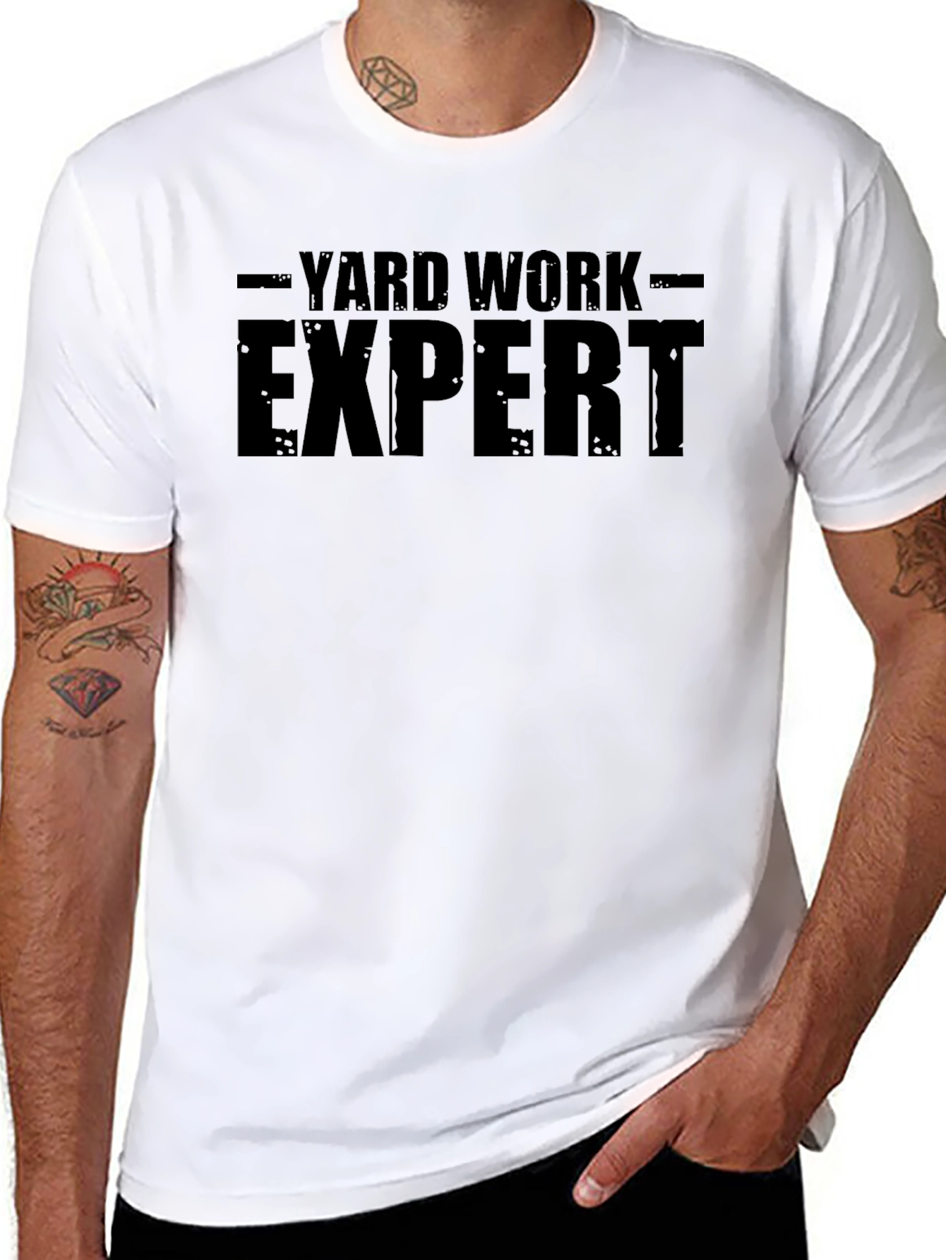 Black Yard Work Expert Tee - Black Cotton Graphic T-Shirt view 8