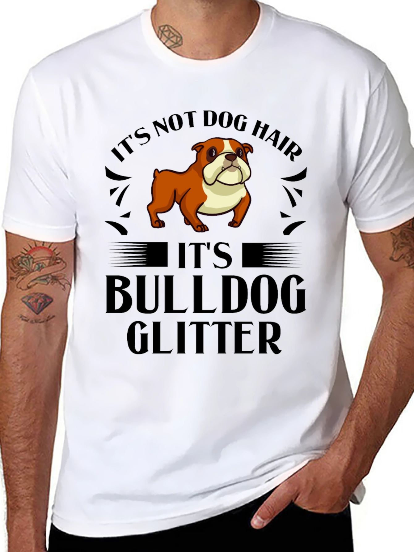 Black Bulldog Glitter T-Shirt - Funny Dog Lover Tee view 8