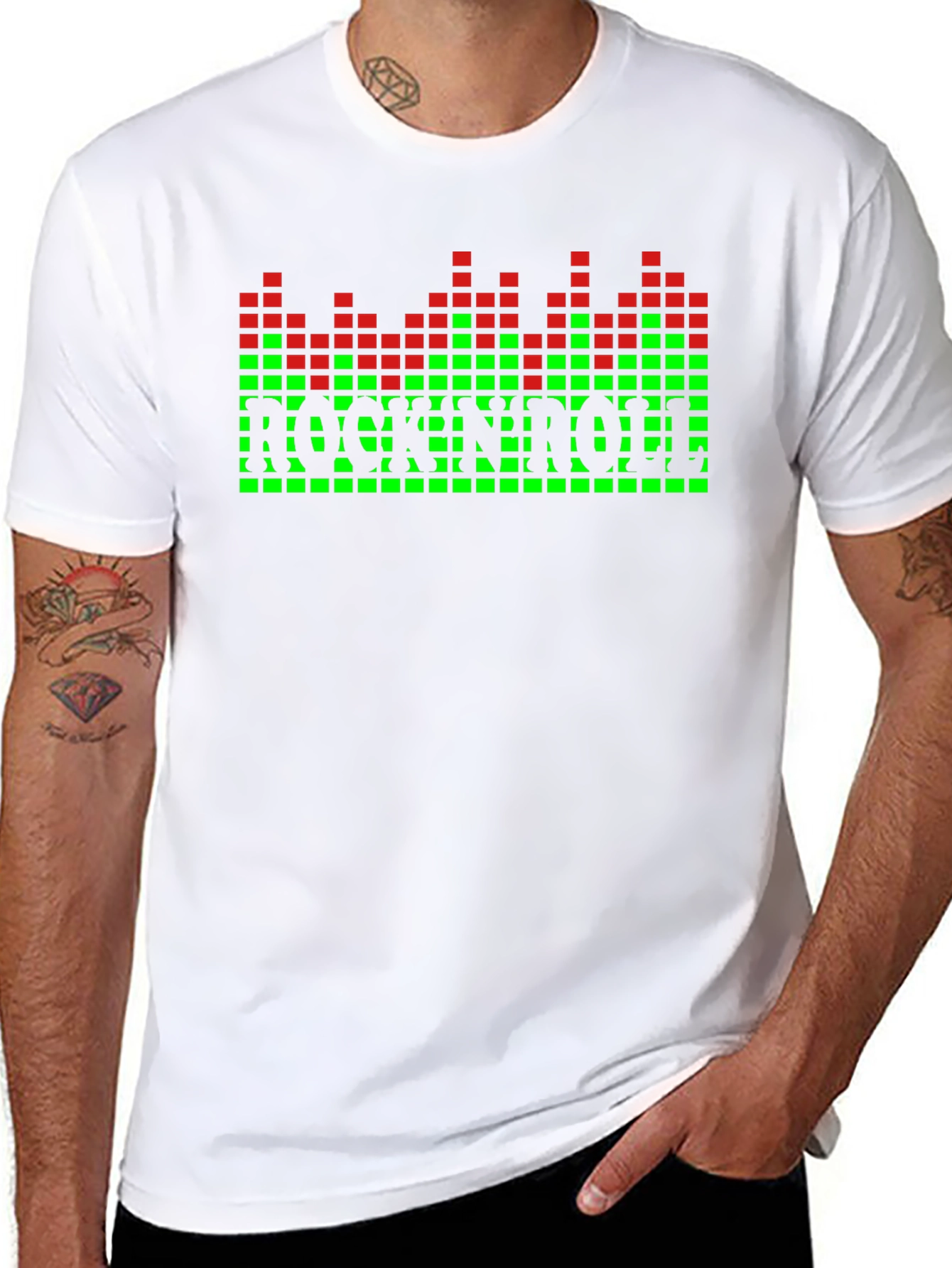 Black Rock N Roll Pixel Graphic T-Shirt view 8