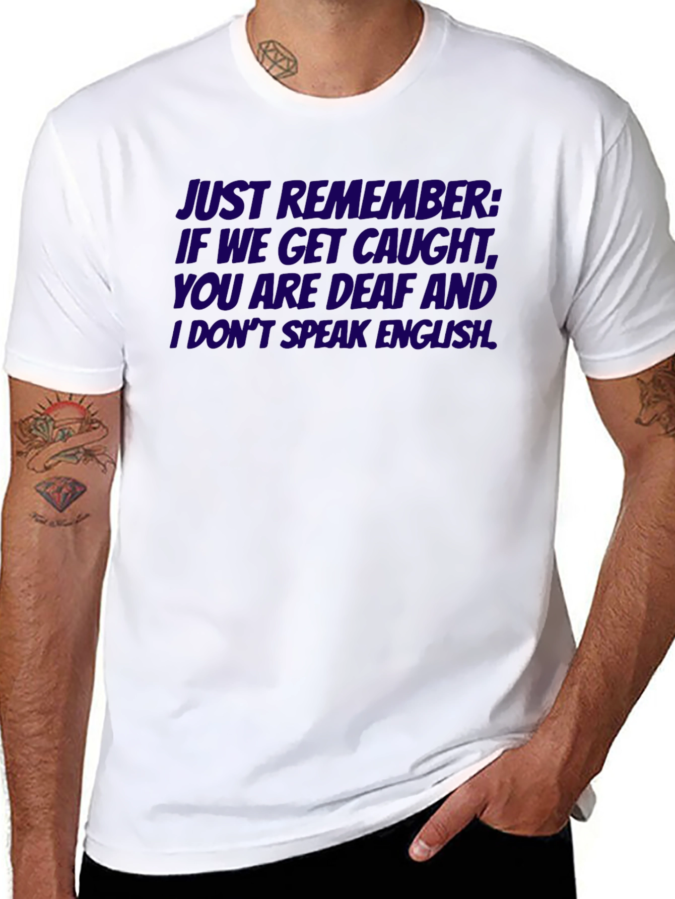Black Funny Graphic Tee: Deaf & I Don't Speak English T-Shirt view 8